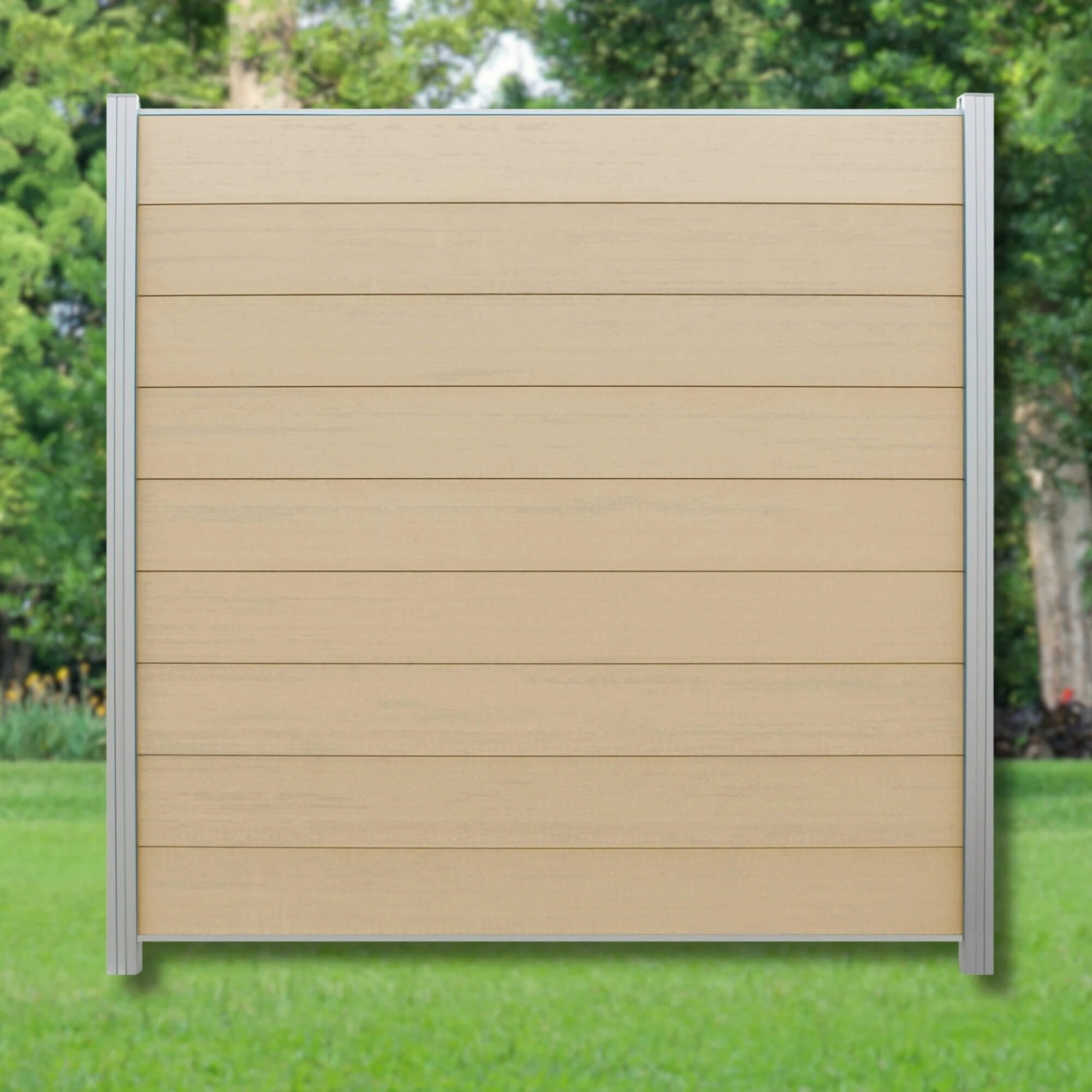 WPC Profi Zaun Komplettset Sichtschutzzaun Pfosten Steckzaun sandbeige 180cm, (Komplettset, mit Start- und Abschlussleisten, Pfosten und Zubehör)