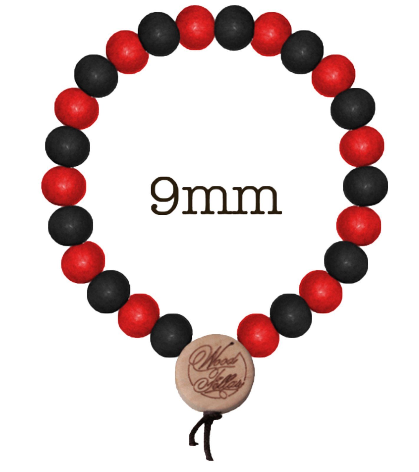 Armband mit basic Deluxe Pearl Arm-Schmuck WOOD Armband Bracelet FELLAS WOOD FELLAS Holzanhänger Schwarz/Rot Holz-Perlen