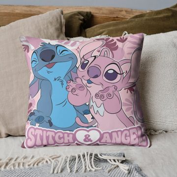 MTOnlinehandel Dekokissen Stitch & Angel Kissen "Lilo & Stitch" 40x40cm, ideal für Kinderbetten, Sofas oder Leseecken, passend zur Bettwäsche