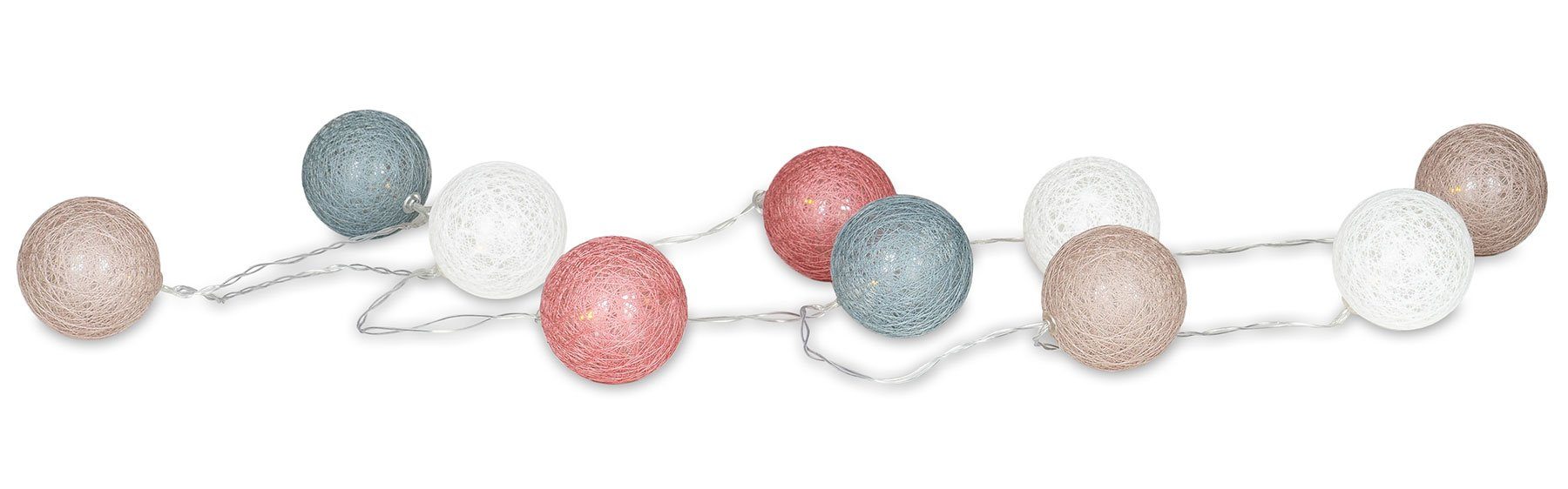 Levandeo® Lichterkette, 10er Lichterkette LED Ø6cm Kugeln Girlande Светодиодные китайские фонарики Baumwolle Rosa