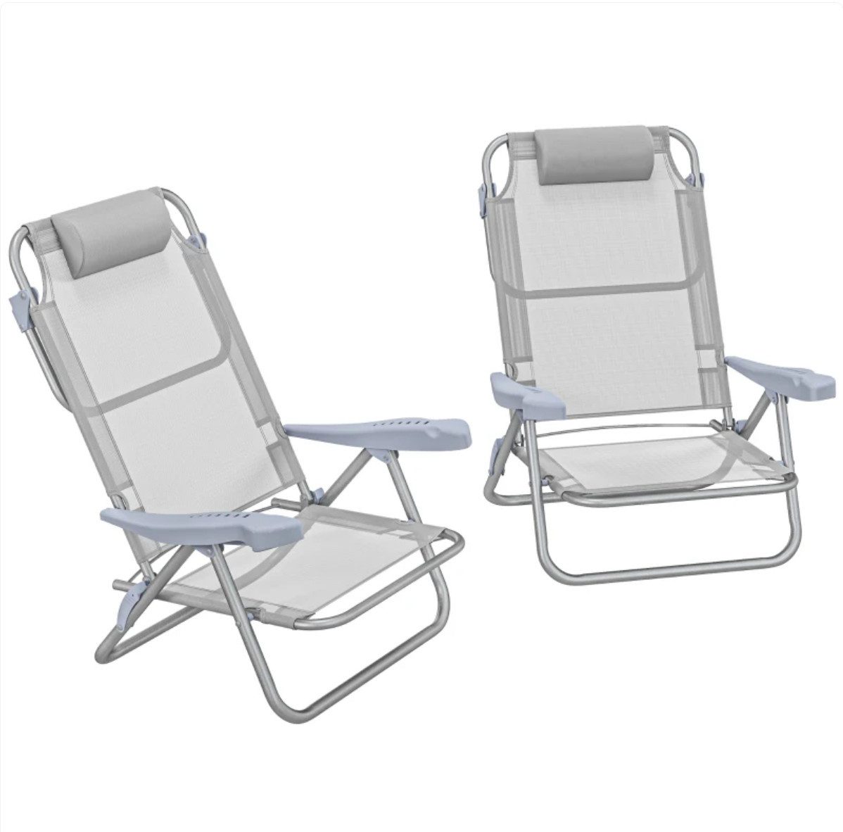 XDeer Campingstuhl 2er Set Campingstühle klappbar Campingstuhl mit 6-fach, Verstellbarer Netzrückenlehne Kopfstütze 62 x 65 x 80 cm