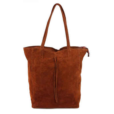 ITALYSHOP24 Schultertasche Made in Italy Damen Leder Shopper Umhängetasche Tote Bag, XL Handtasche Ledertasche Hobo Bag Wildleder Leichtgewicht