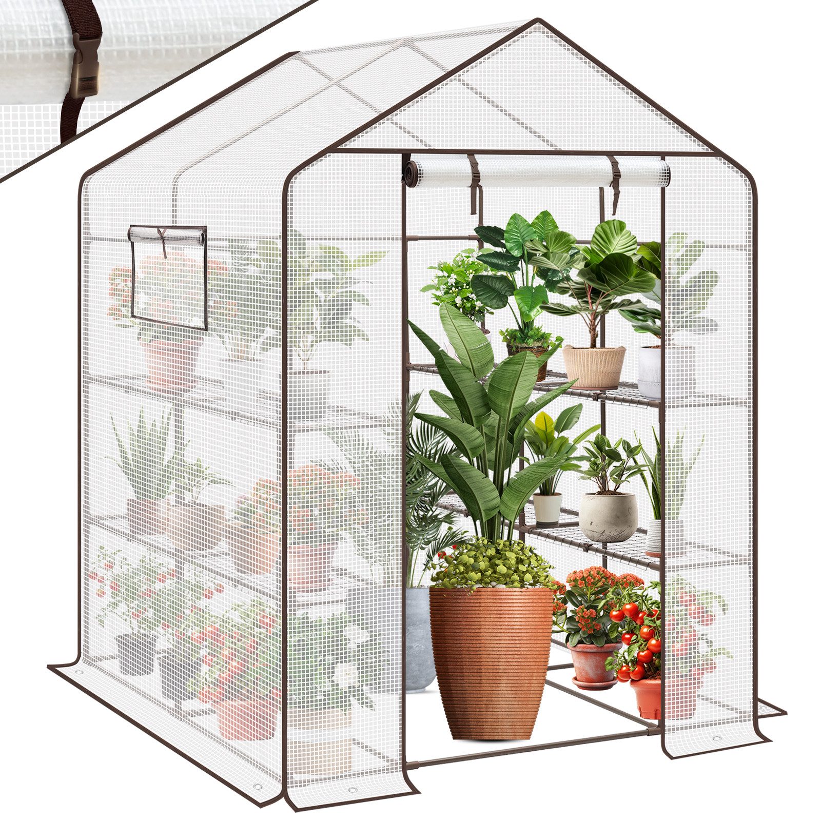 Sekey Gewächshaus Begehbares Foliengewächshaus mit 8 Regalebenen, Treibhaus günstig online kaufen