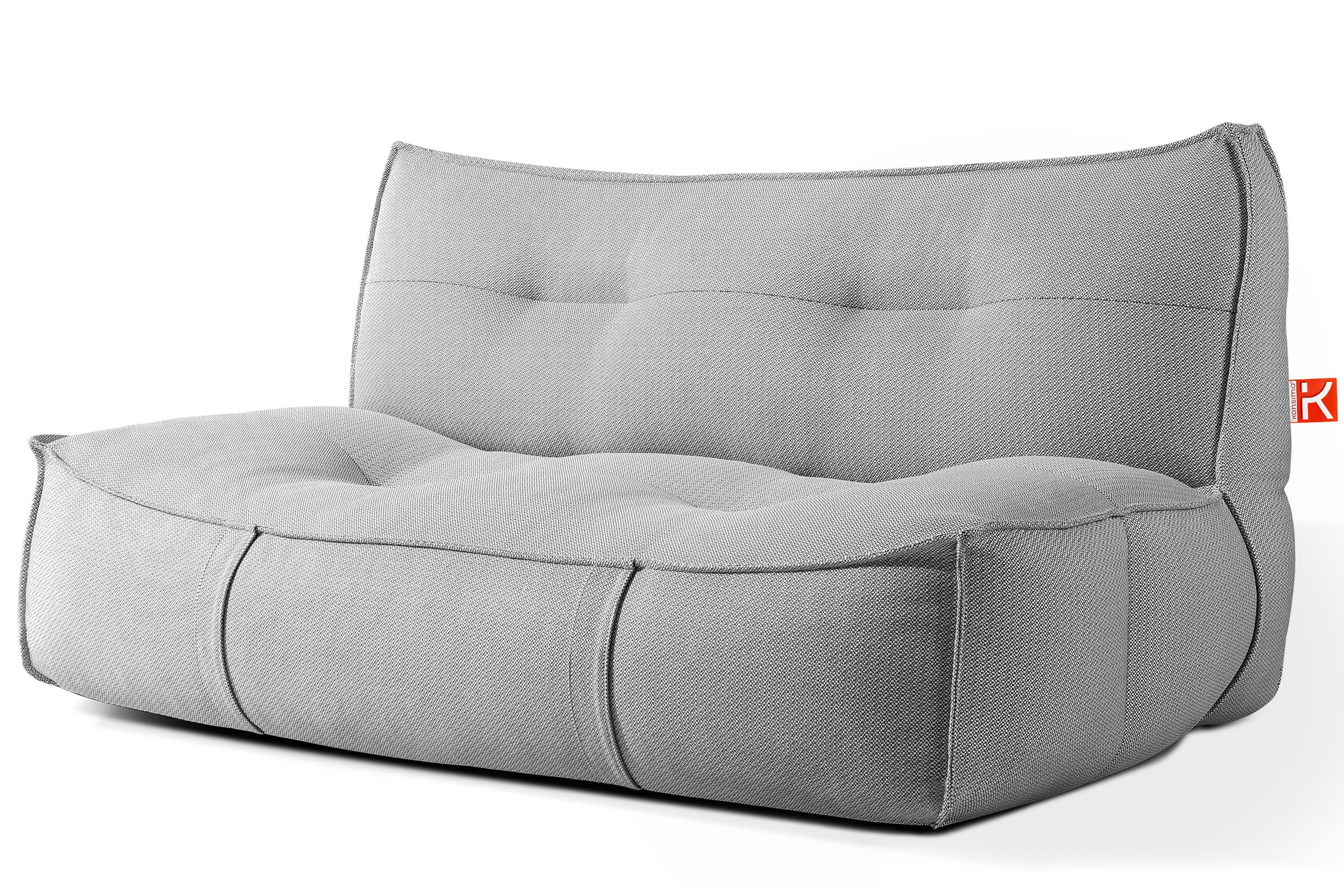 KONSIMO® Gartensofa LOVIA Loungesofa, Gartenmöbel, Sofa 2-Sitzer, Premiumqualität aus EU, hochwertiger Sitzkomfort, mit integrierter Schutzhülle, wetterbeständig, rutschfeste Unterseite, ultra-robuste Griffe