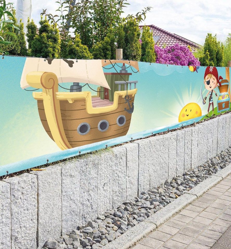 Thumbnail - MyMaxxi Sichtschutzzaunmatten Zaunbanner Totenkopf Piraten Sichtschutz Garten Zaun