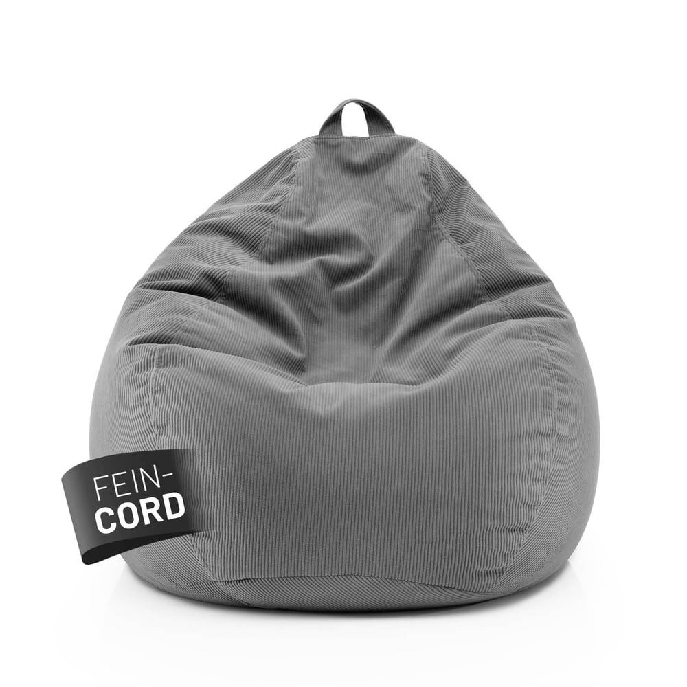 Lumaland Sitzsack Comfort Line Sitzsack Fein Cord XL, 250L - bequemer Indoor Sofa Sessel, ideal zum Pouf - EPS Perlen Bean Bag mit Füllung - Indoor Sitzsessel