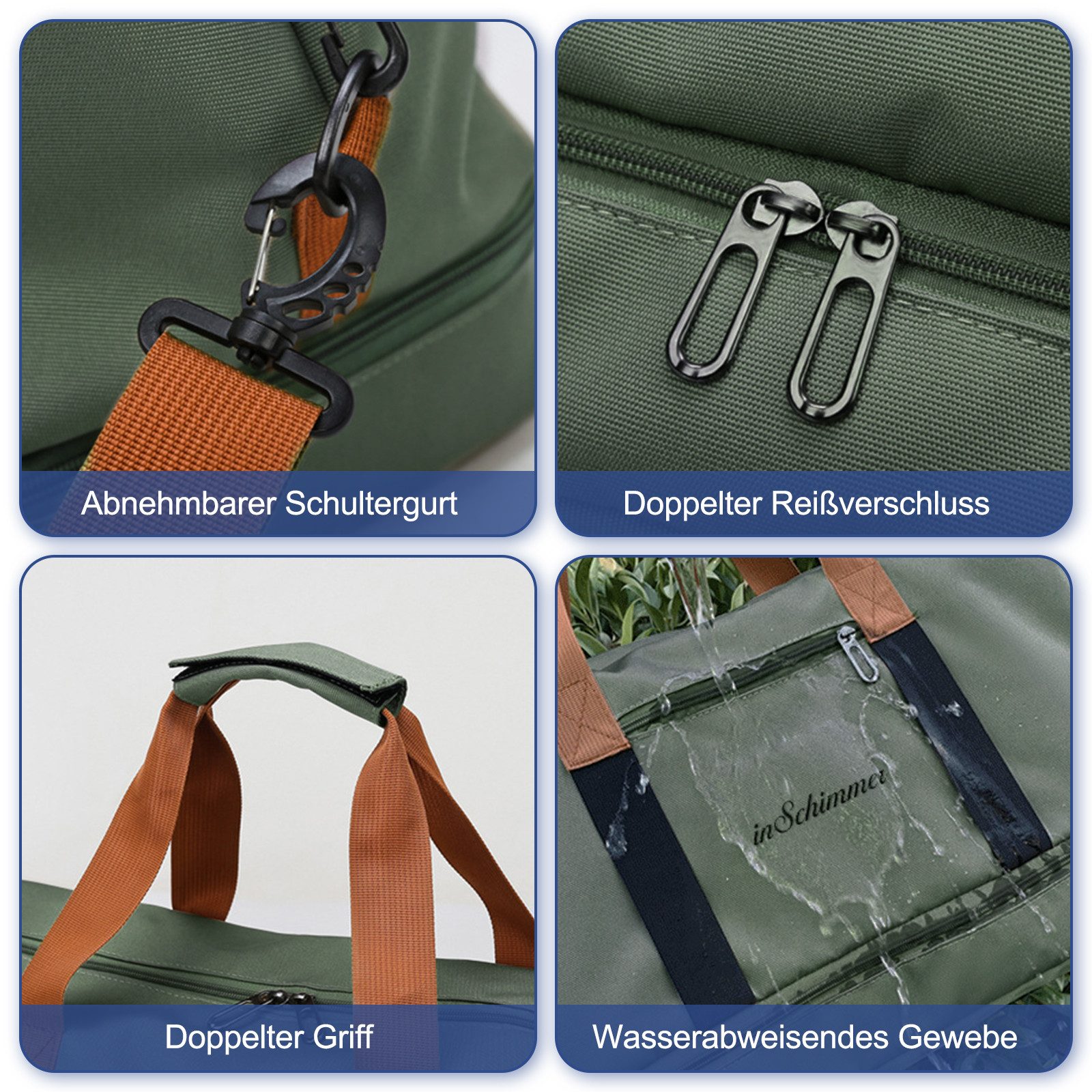 inschimmer Reisetasche Sporttasche Fitnesstasche mit Schuhfach & Nassfach für Reisen Arbeiten – Bild 5 von 5
