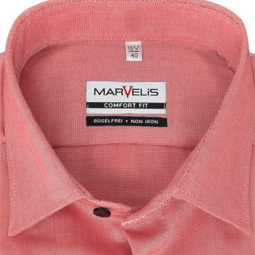 MARVELIS Businesshemd Businesshemd - Comfort Fit - Langarm - Einfarbig - Rot