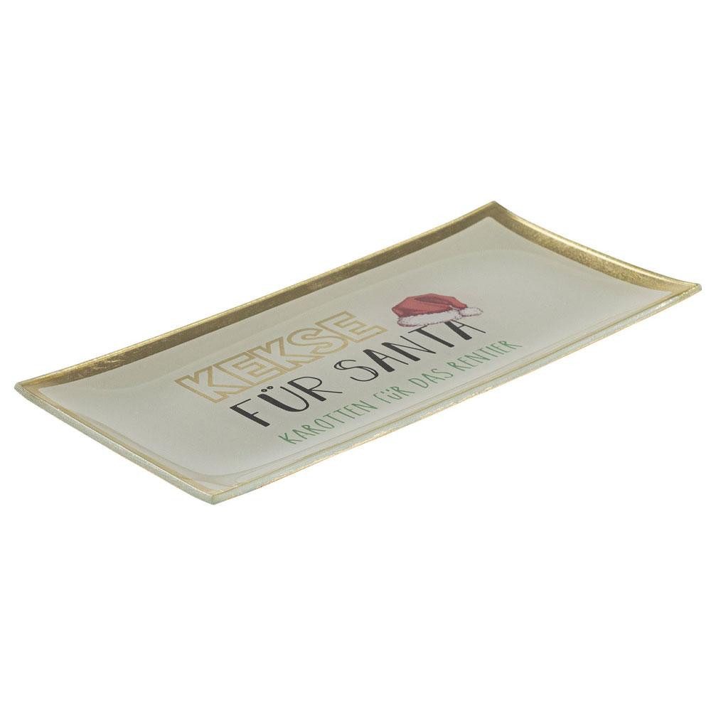 Giftcompany Geschirr Glasteller Kekse für Santa Hellgrau (21x10cm) günstig online kaufen