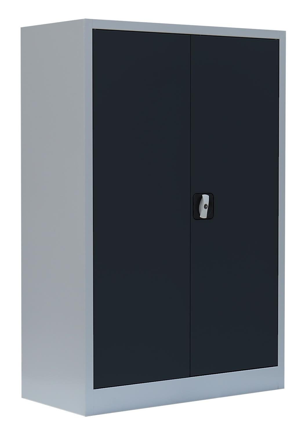 Steelboxx Mehrzweckschrank Metallschrank abschließbar Aktenschrank 120x925x42,2cm (1-St) Komplett montiert, keine Montage notwendig Korpus: RAL 7035 Lichtgrau/ Türen: RAL 7016 Anthrazitgrau | Lichtgrau