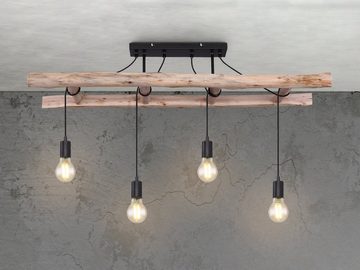 meineWunschleuchte LED Deckenleuchte, Dimmfunktion, LED wechselbar, Warmweiß, große ausgefallene Holz-lampe rustikal für Decke mehrflammig, B: 115cm