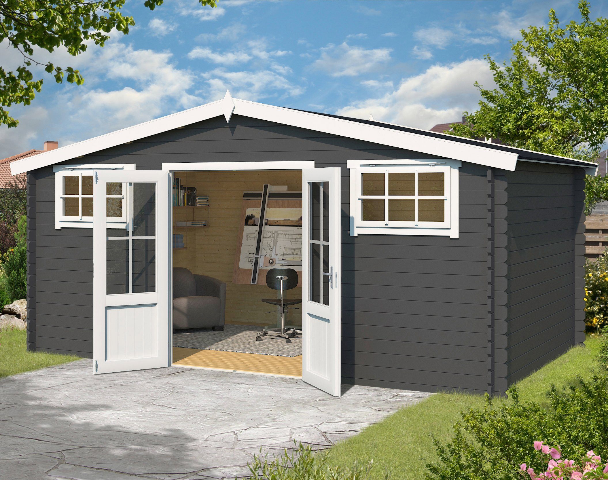 LASITA MAJA Gartenhaus Washington, BxT: 519x396 cm, Blockbohlenhaus 28mm