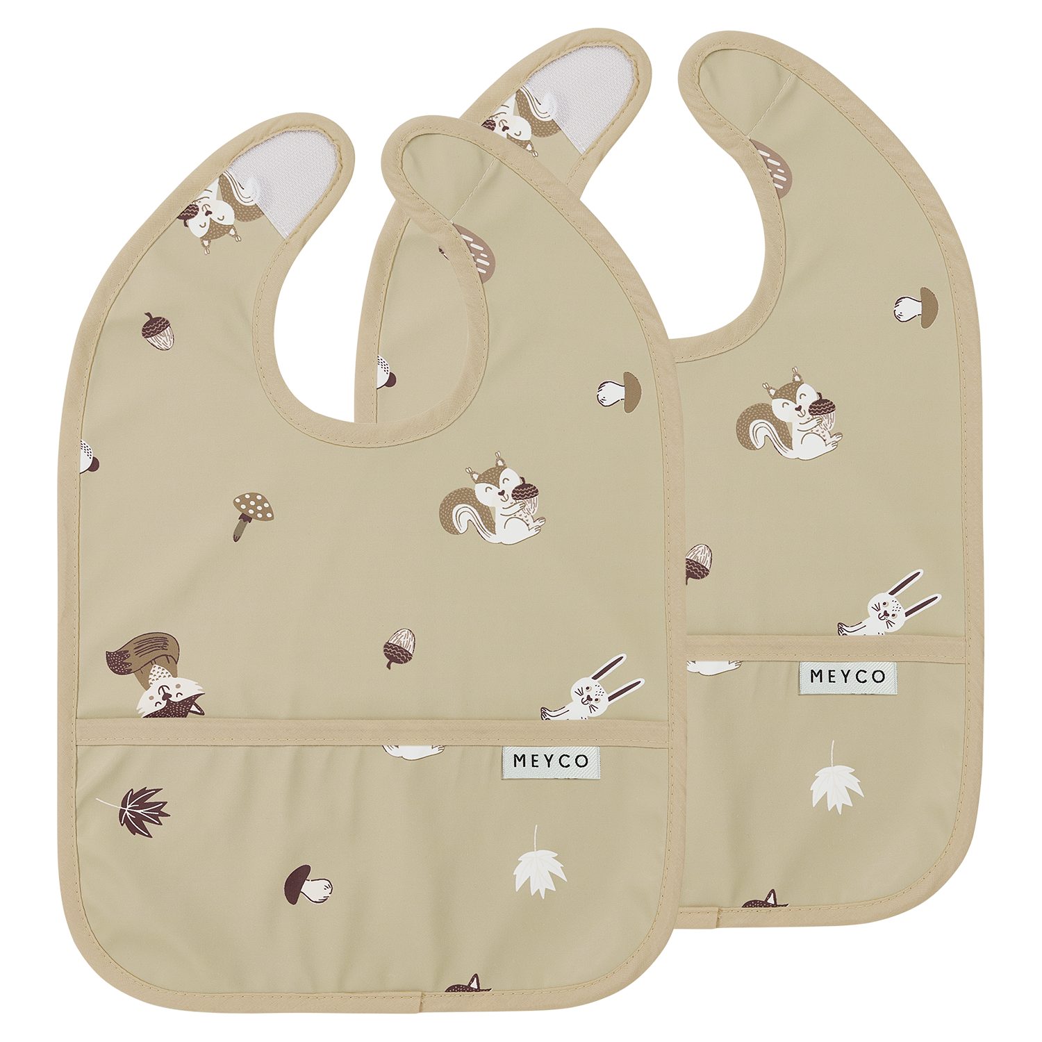 Meyco Baby Lätzchen Forest Animals Sand, (2-St), 2-Pack