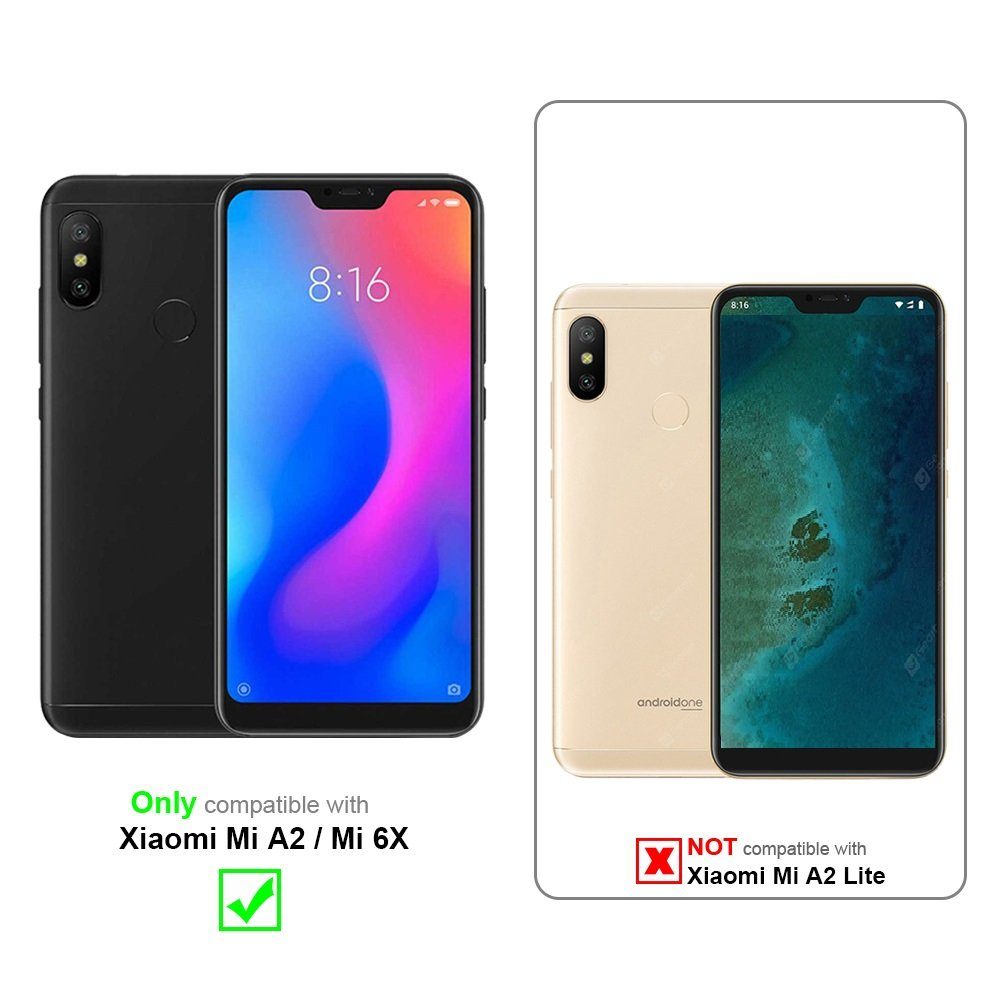 Cadorabo Handyhülle für Xiaomi Mi A2 / Mi 6X Hülle Xiaomi Mi A2 / Mi 6X, Hülle Schutzhülle mit Standfunktion, Kartenfach und Magnetverschluss