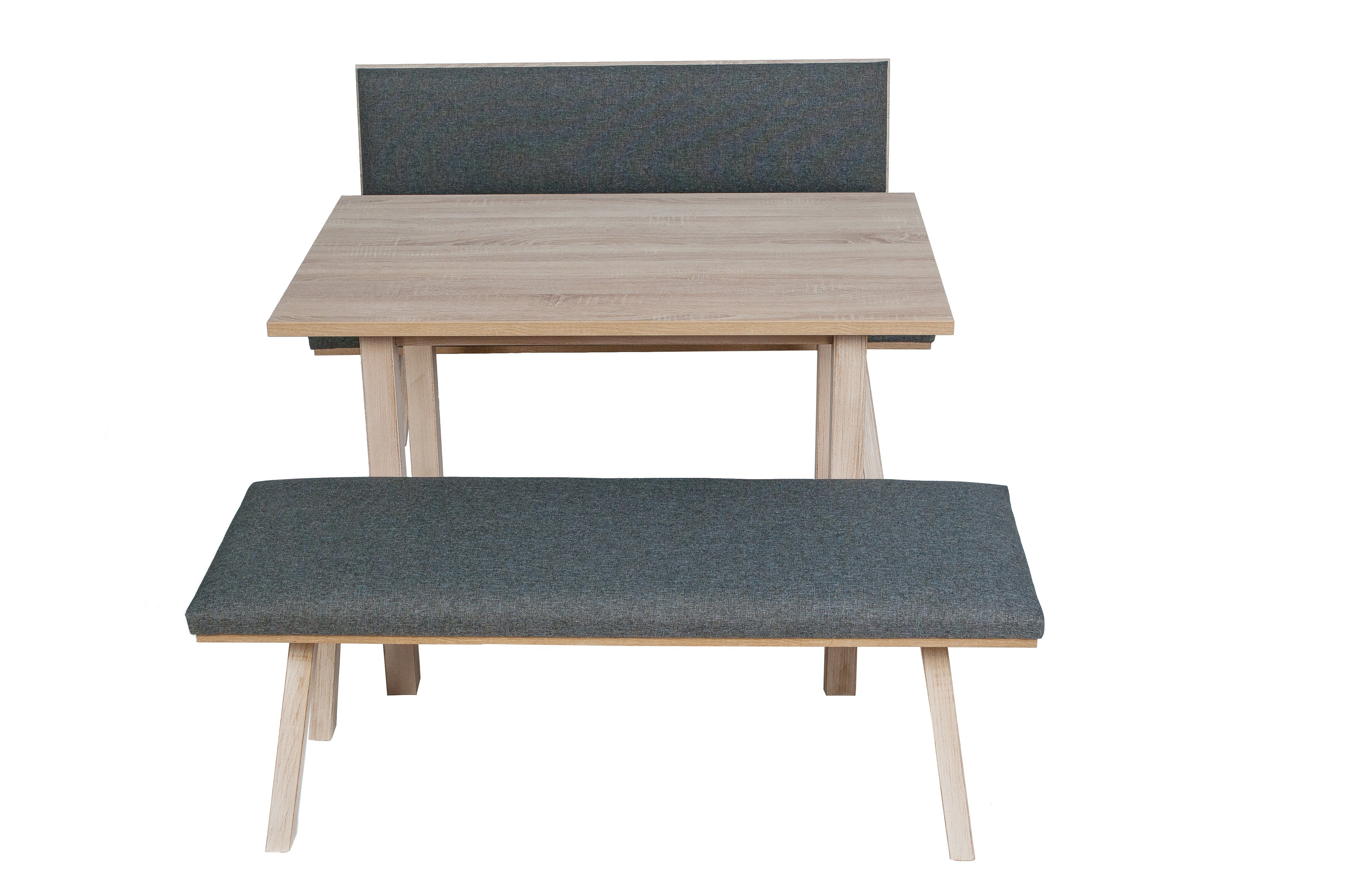 Klassische' L125cm, home kundler Bank 'Die Tisch Set 4-Fuß Essgruppe Holz, Füße Massiv 3-tlg.