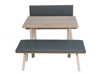 kundler home Essgruppe 'Die Klassische' Füße Massiv Holz, Bank L125cm, 4-Fuß Tisch Set 3-tlg.
