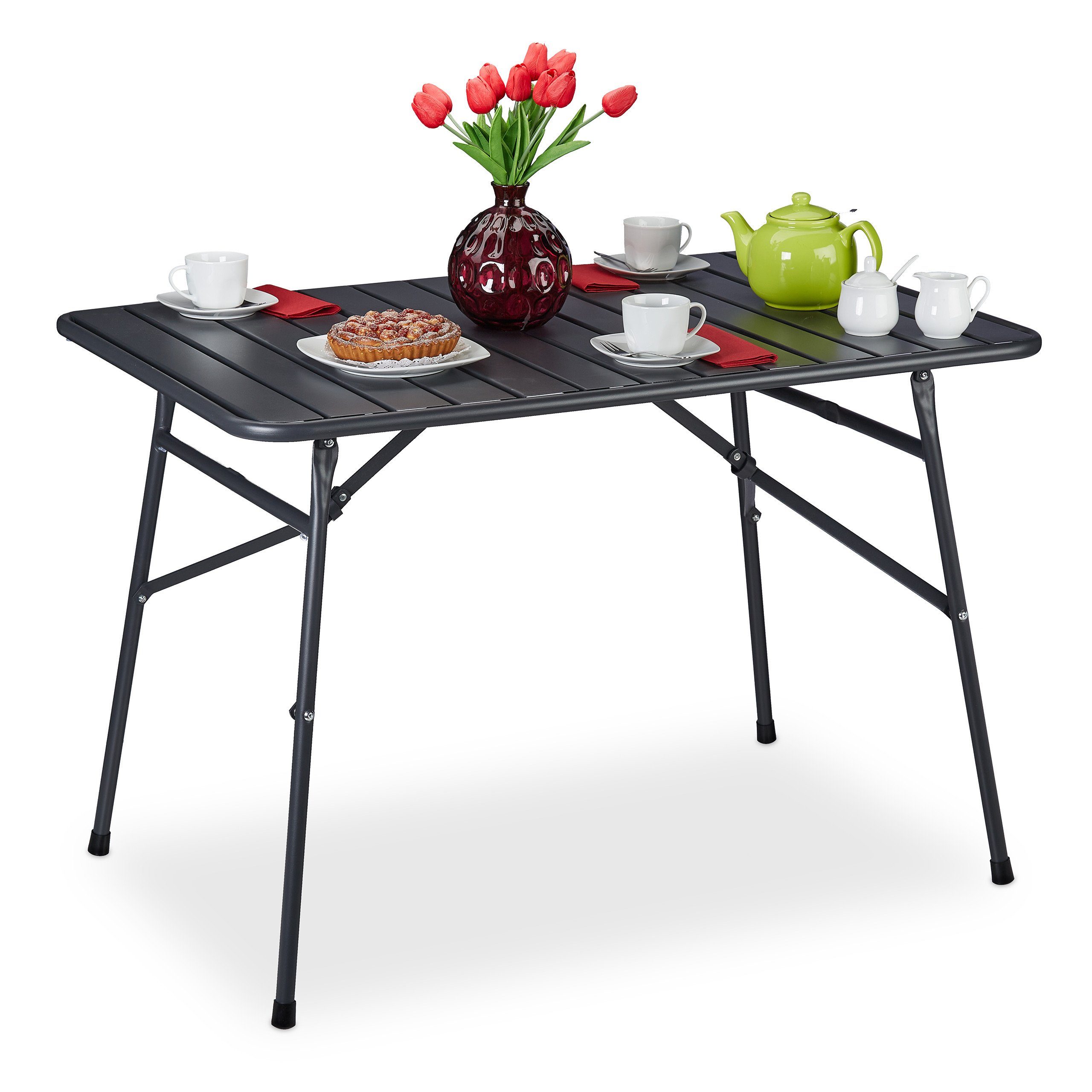 relaxdays Klapptisch Gartentisch klappbar Metall