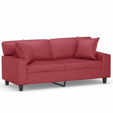 vidaXL Sofa 2-Sitzer-Sofa mit Zierkissen Weinrot 140 cm Kunstleder