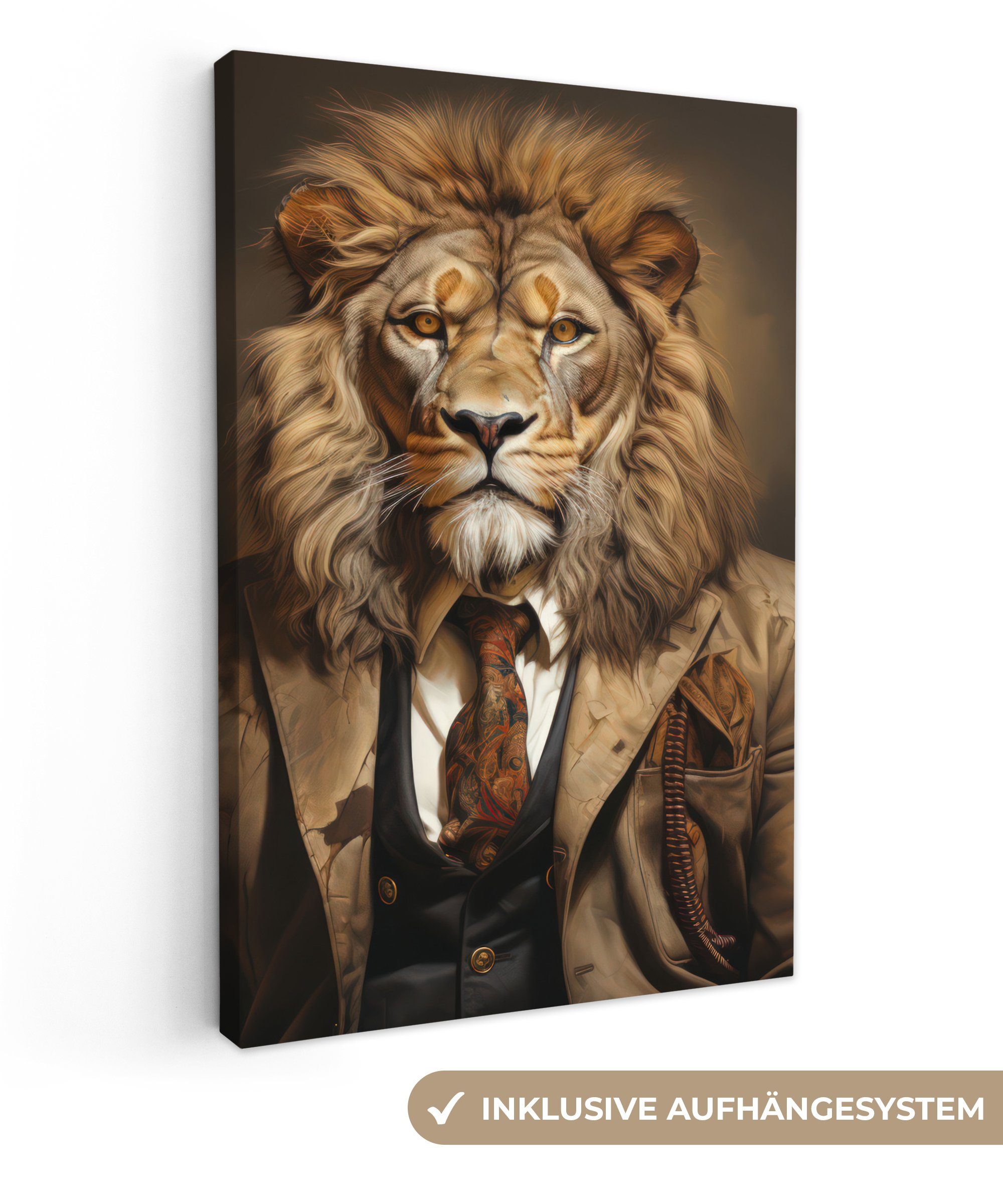 OneMillionCanvasses® Leinwandbild Vintage - Löwe - günstig online kaufen