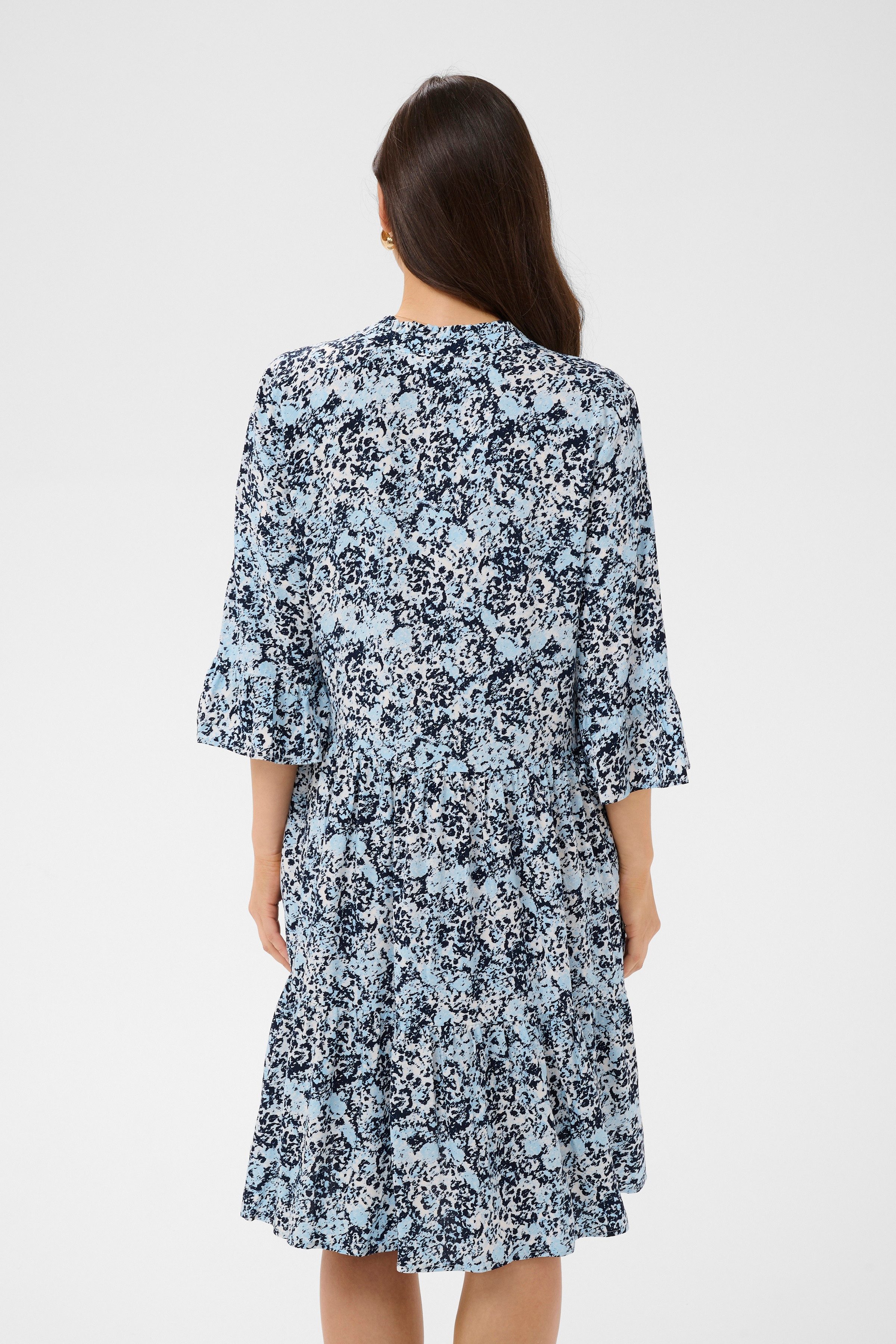 Saint Tropez Blusenkleid EdaSZ Dress Sommerkleid, Tunikakleid mit Volant und 3/4 Ärmel