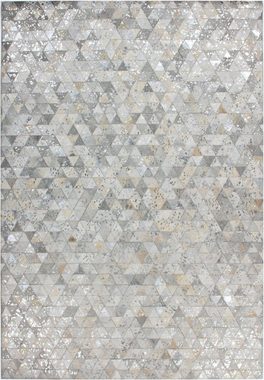 Lederteppich Amir, Leonique, rechteckig, Höhe: 8 mm, Kurzflor-Teppich, Dreieck-Muster, grafisches Design, Naturprodukt