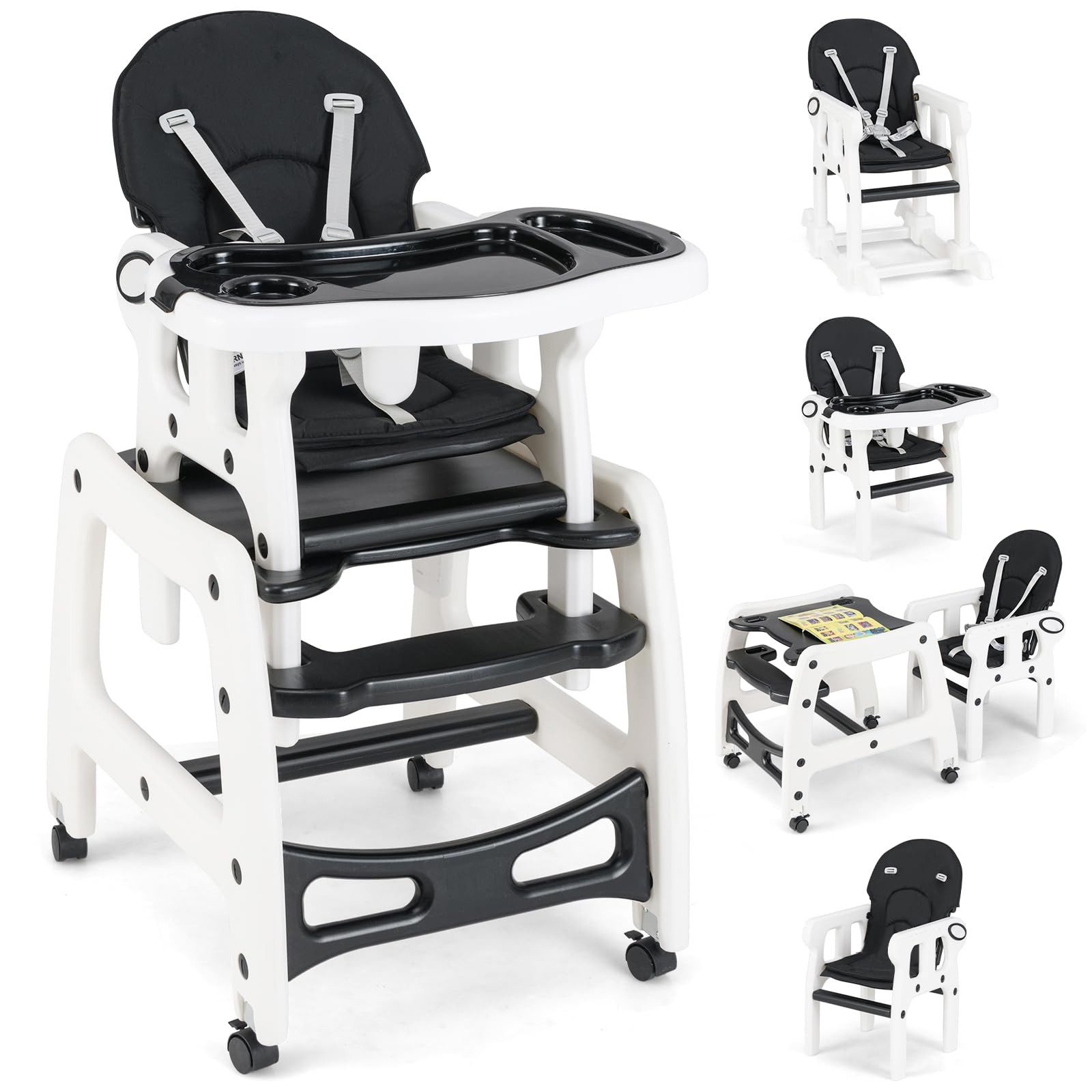 COSTWAY Hochstuhl 3 in 1 Babystuhl, wandelbar, einstellbarer Winkel, abnehm günstig online kaufen