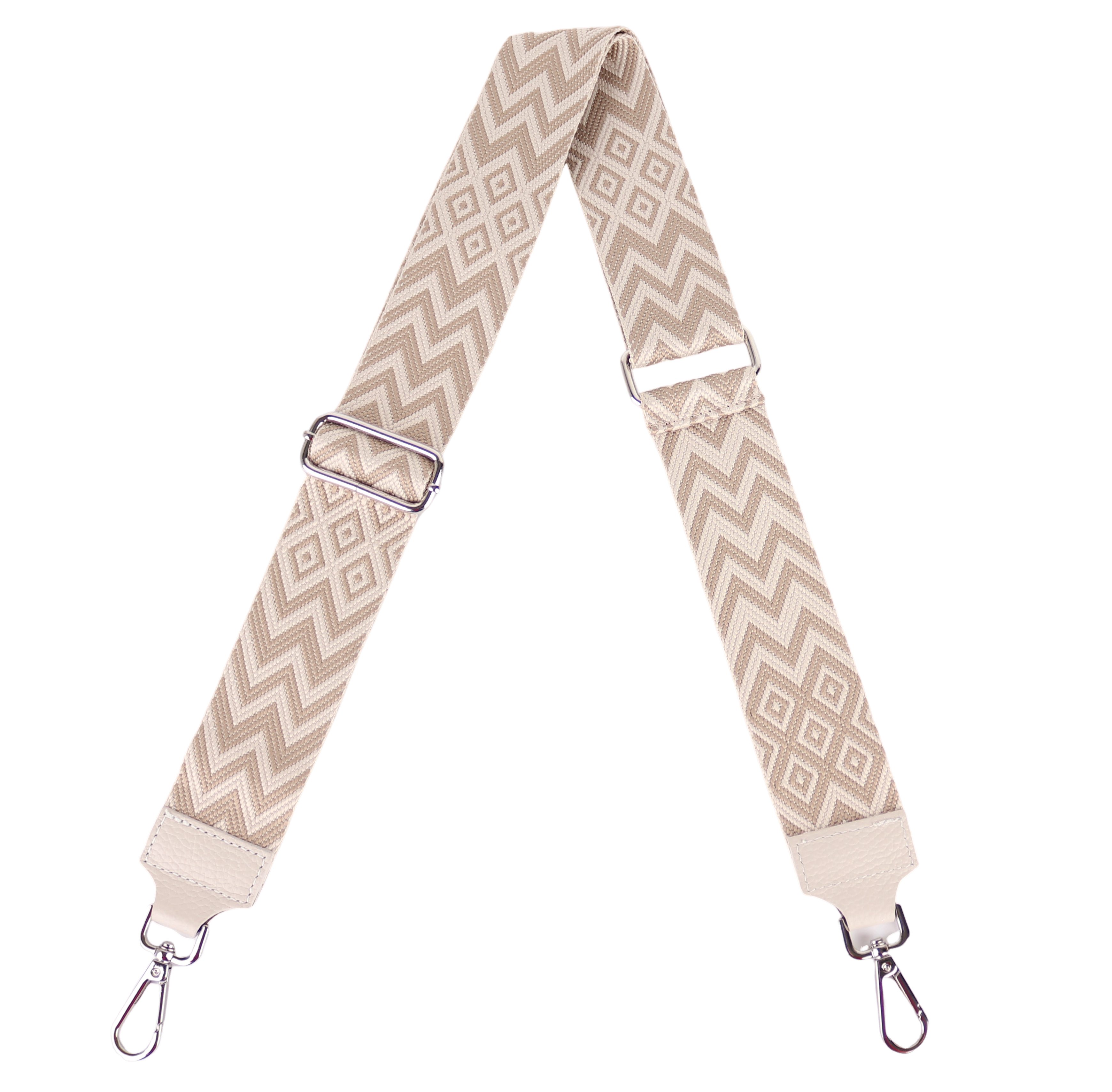 MIRROSI Schulterriemen Made in Italy aus Echtleder Schultergurt für Tasche zum Wechseln (Beige, Karabiner in silberner Farbe, 1x Taschengurt)