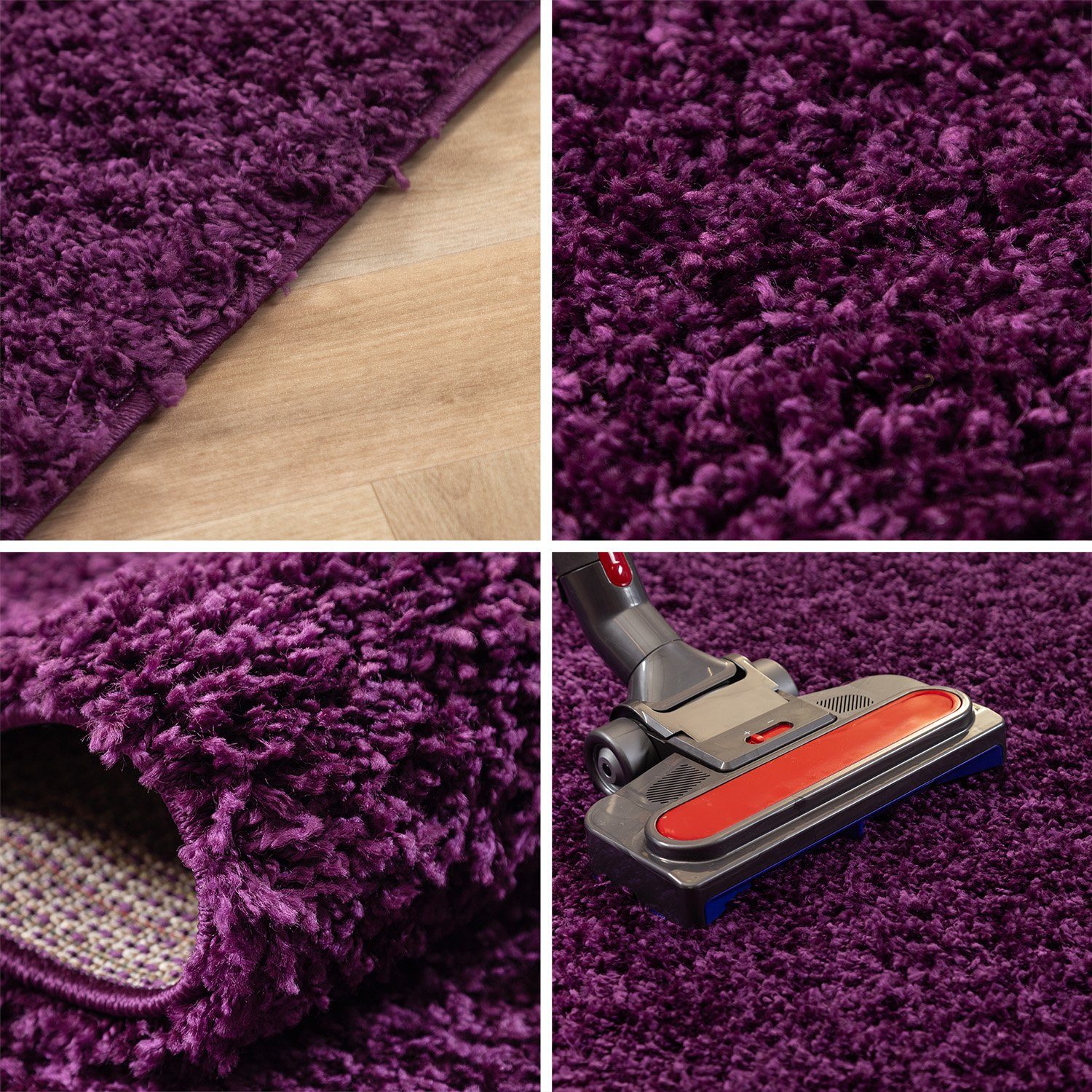 SIMPEX24 Teppich Unicolor - Einfarbig, Rund, Höhe: 30 mm, Einfarbig Shaggy Teppich Wohnzimmer Langflor Versch. Farben und Größen