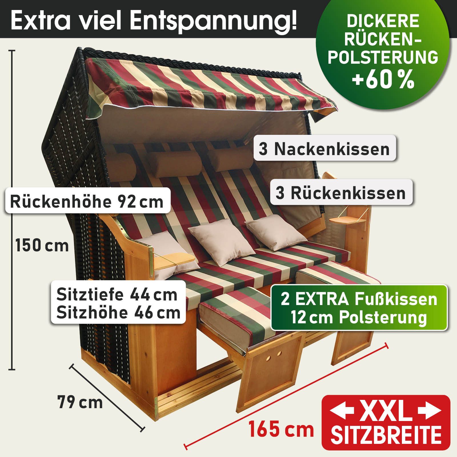 BRAST Strandkorb für 3 Personen, 120cm günstig online kaufen