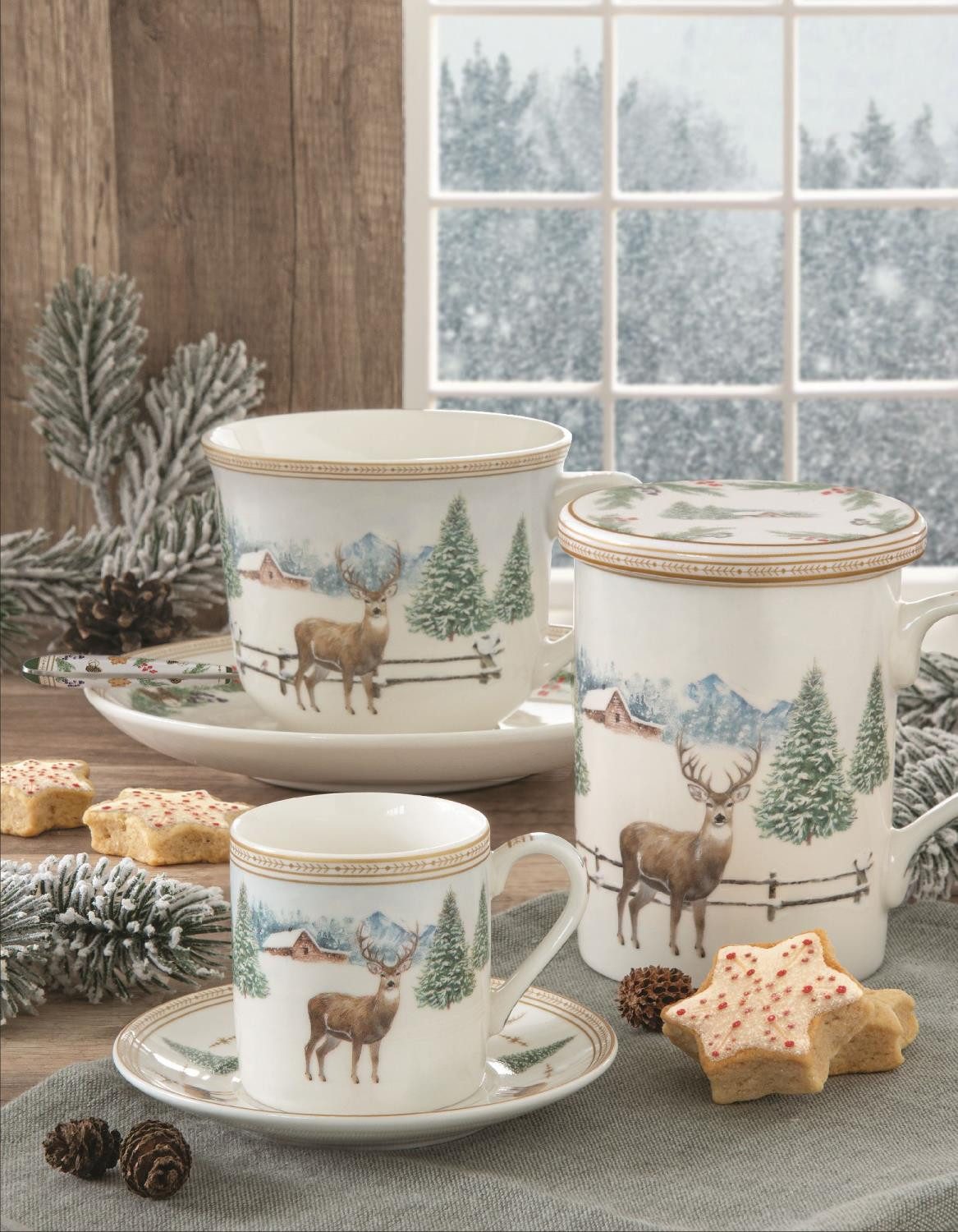 EasyLife Glas White Forest, Glas, Handwäsche empfohlen, transparent, Winterwald, H: cm