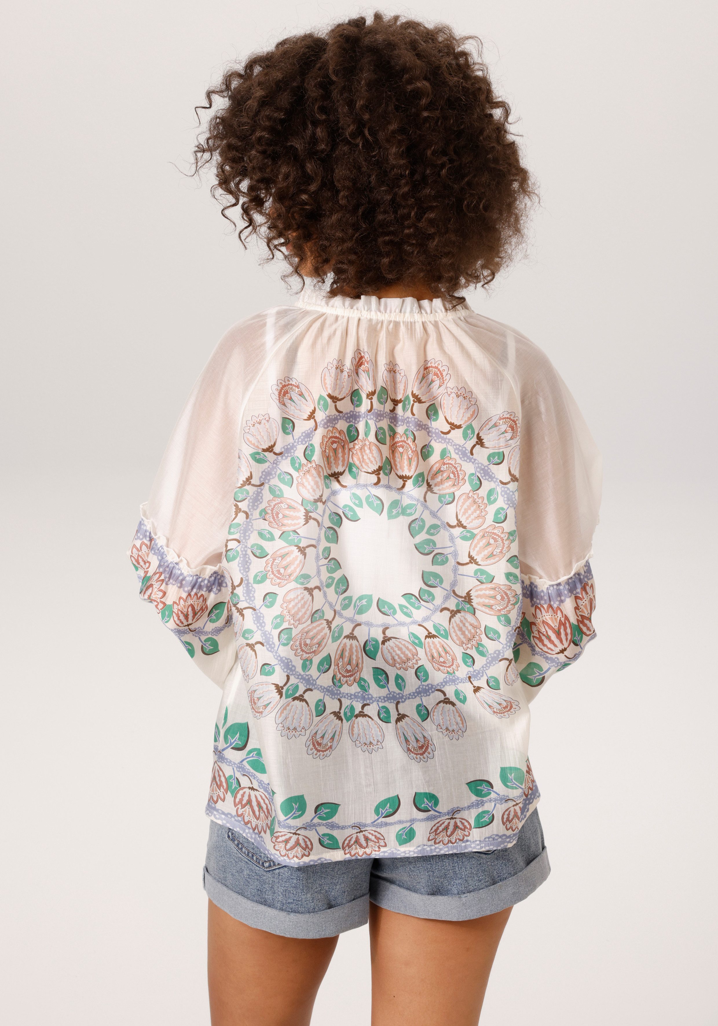 Aniston CASUAL Schlupfbluse mit Bordüren und großem Mandala-Druck im Rücken günstig online kaufen