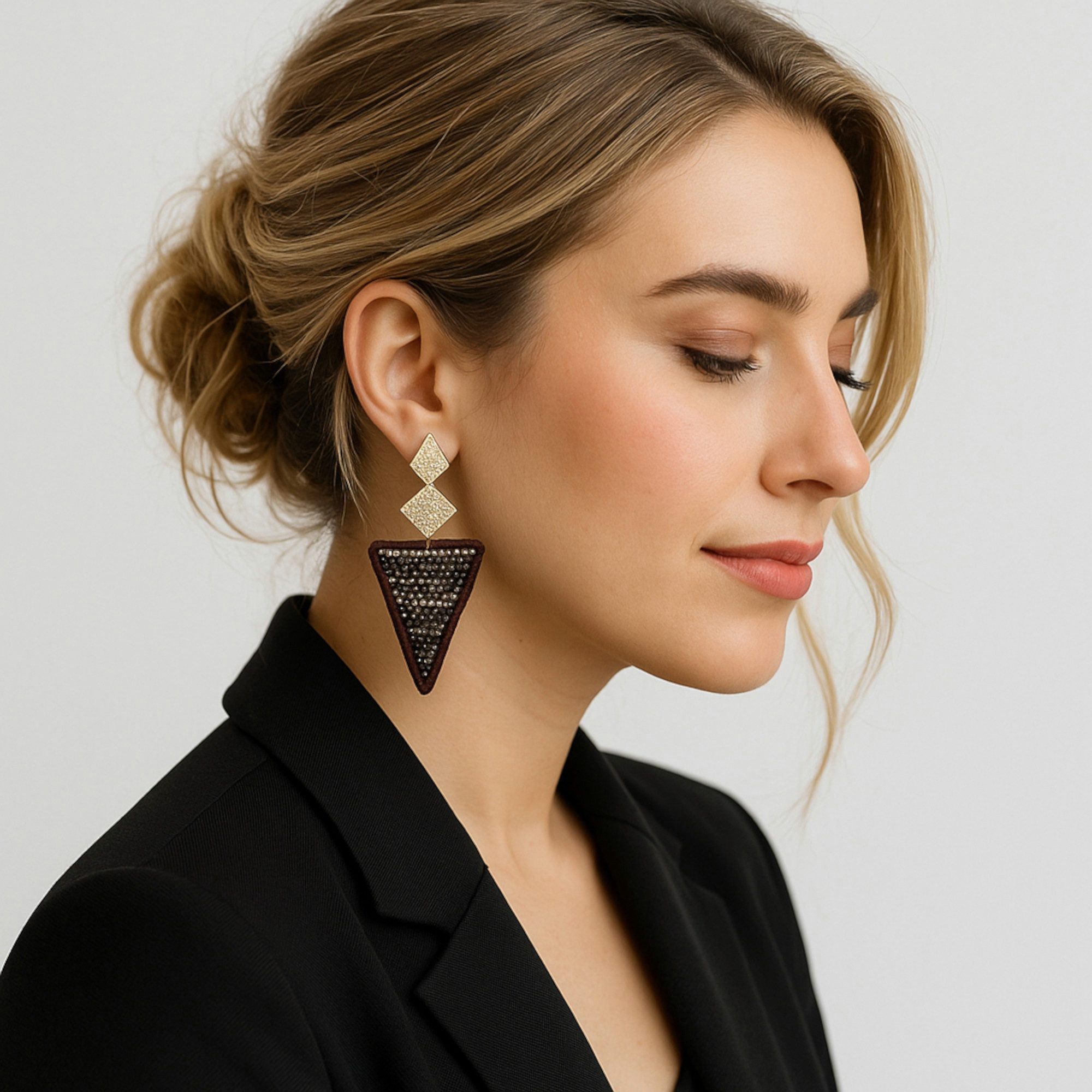 Ella Jonte Paar Ohrstecker, Glitzer Ohrringe gold braun grau Grafik Style günstig online kaufen