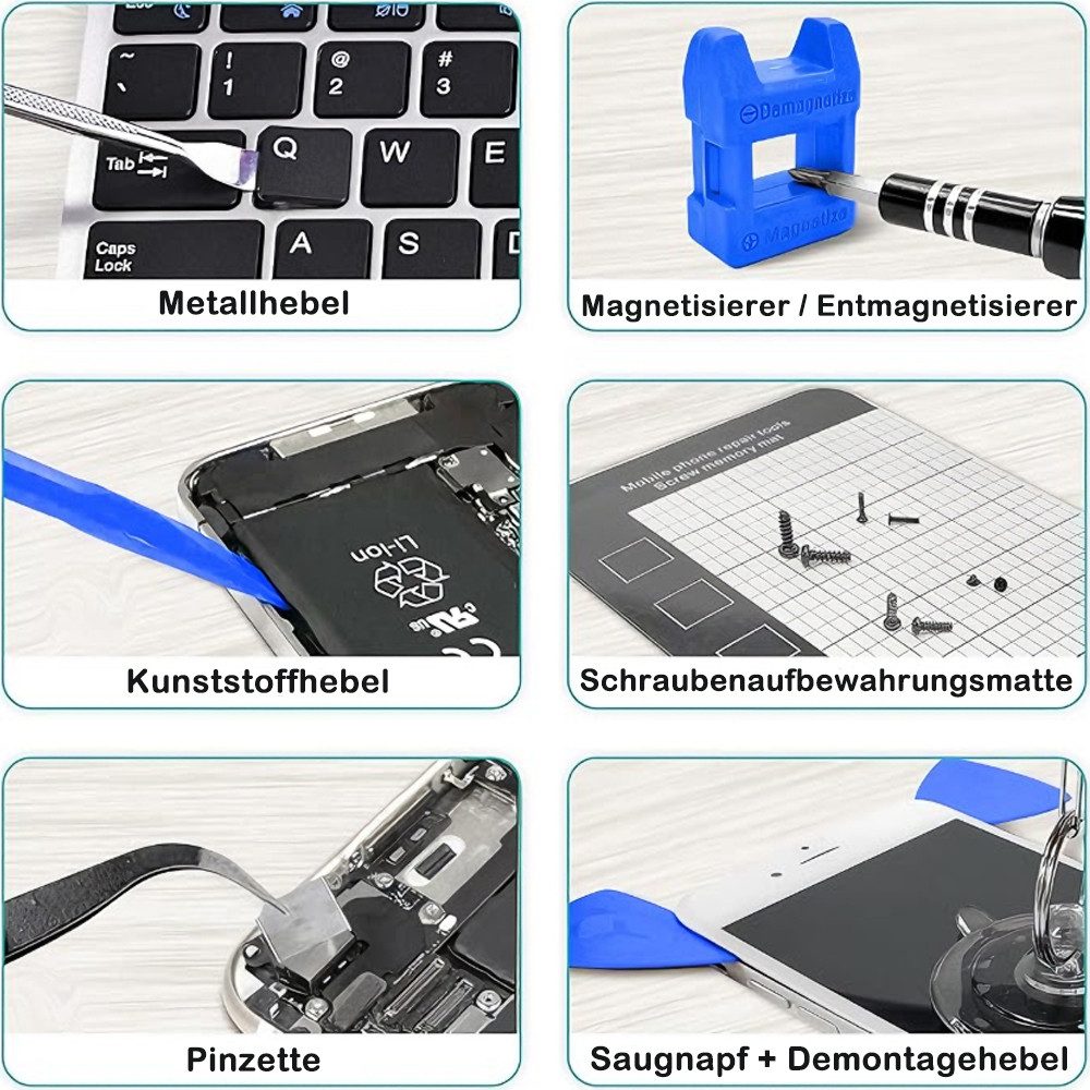 AFKSMILE Schraubendreher 142-teilig Isoliertes Elektriker-Schraubendreher Präzisionsschraubend, (142 St)Rutschfeste griffe, magnetische Spitzen professioneller  – Bild 4 von 5