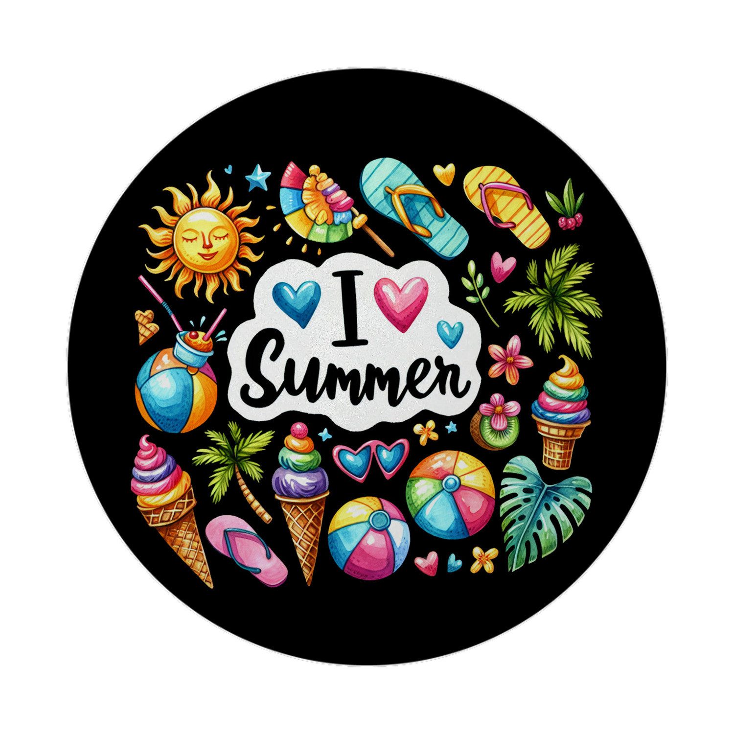 Magnet Endlich Sommer Magnet rund mit Spruch I love Summer