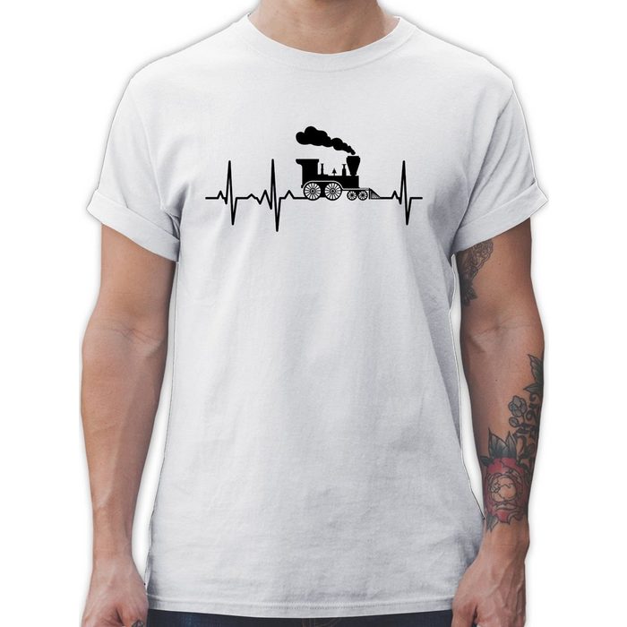 Shirtracer T-Shirt Dampflok Herzschlag - Hobby Outfit - Herren Premium T-Shirt zug tshirt - dampflok - lustige tshirts für männer - t-shirt lustig