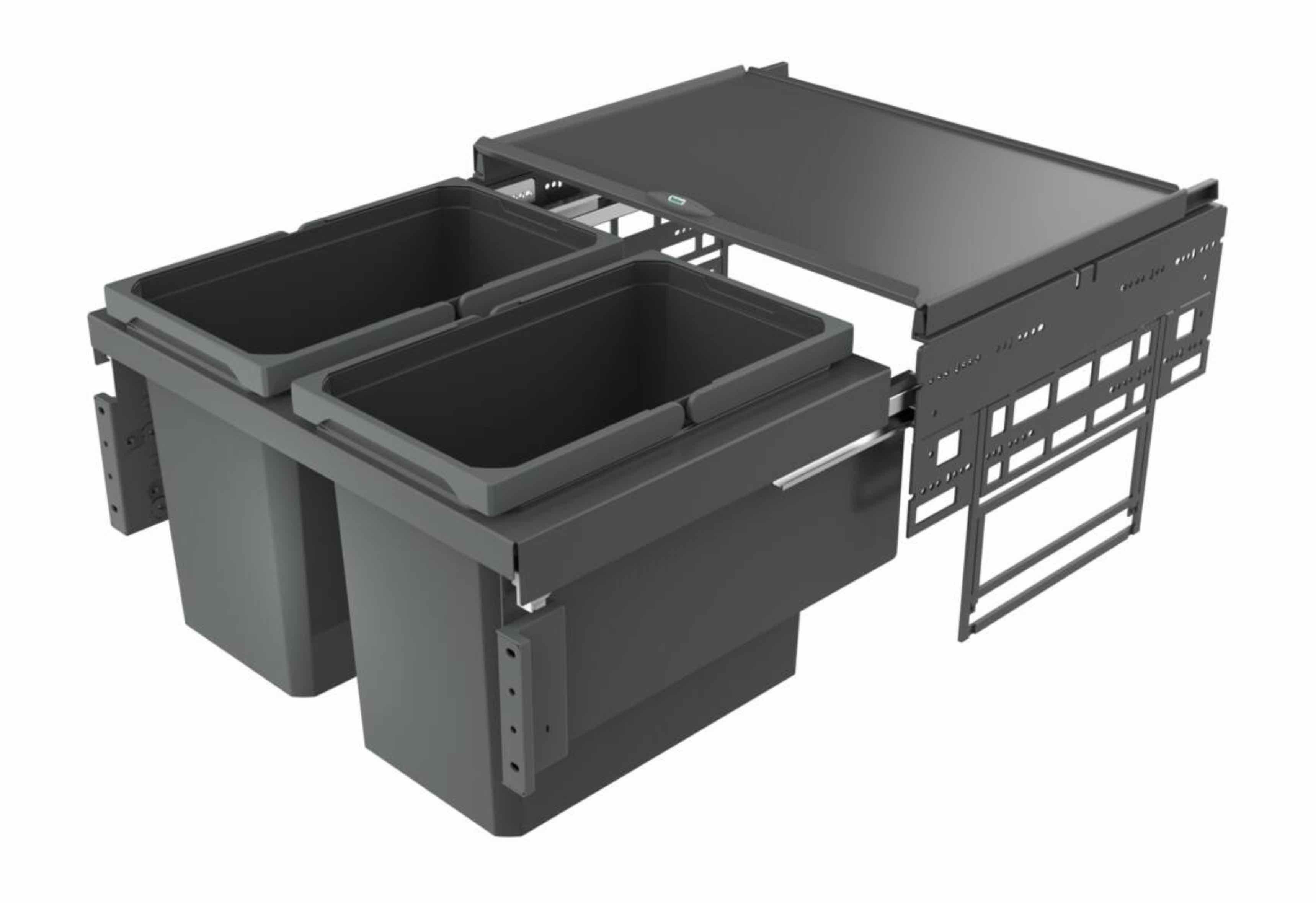 Naber Einbaumülleimer NABER Cox® Base 360 S/600-2, Abfallsammler Frontauszug anthrazit