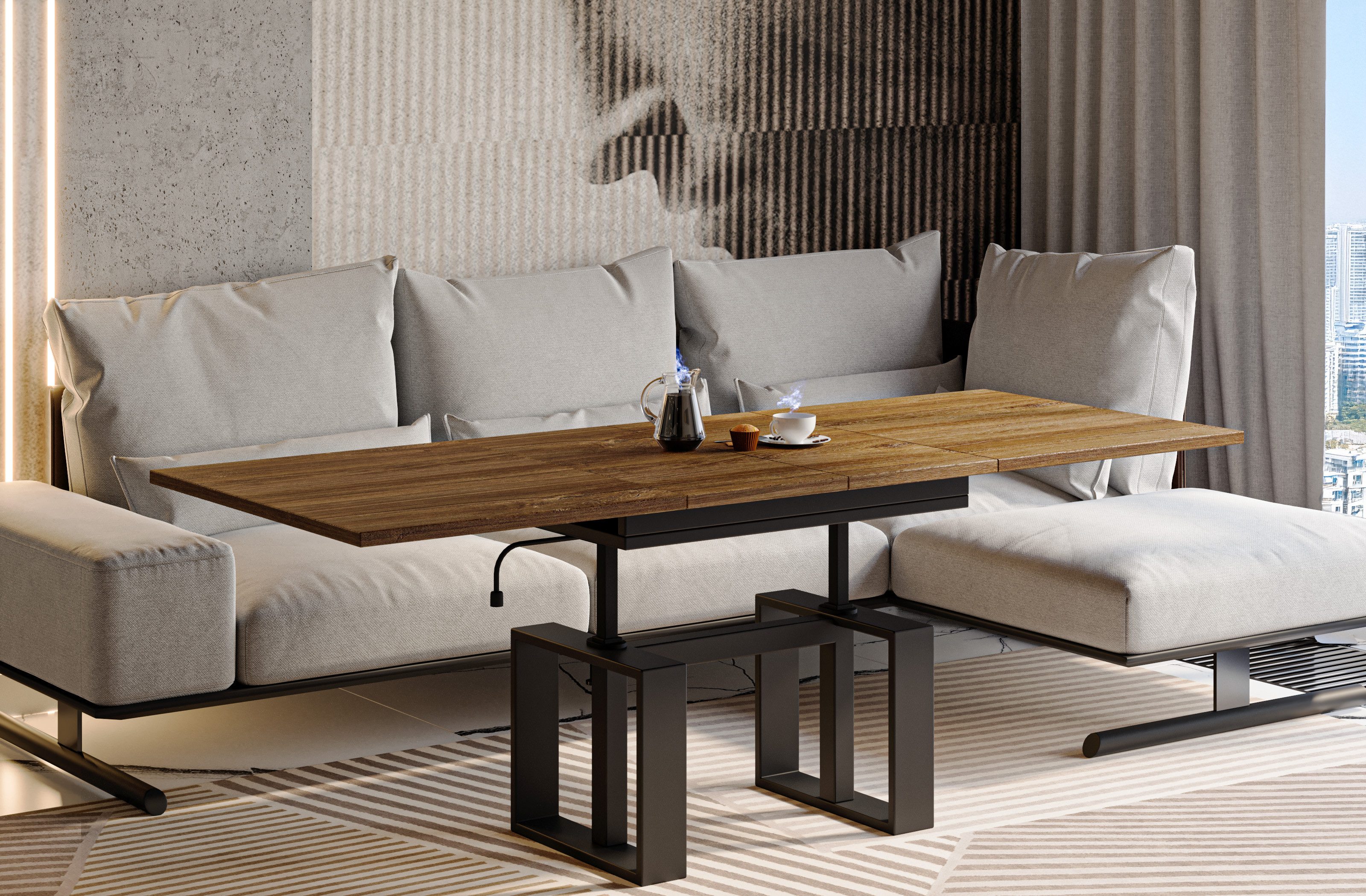 Endo-Moebel Couchtisch Empoli - ausziehbar 110-170cm und höhenverstellbar D günstig online kaufen