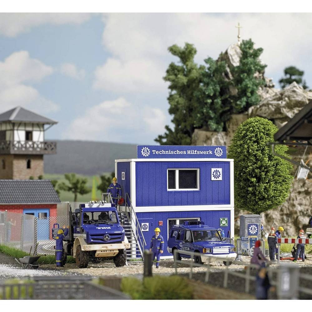 Busch Modelleisenbahn-Fertiggelände H0 THW Container Set 1029