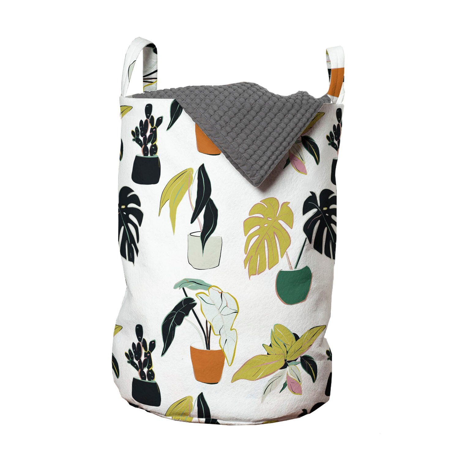 Wäschekorb Monstera Wäschesäckchen mit Topf Abakuhaus für Griffen Blumen Plantage İm Kordelzugverschluss Waschsalons,