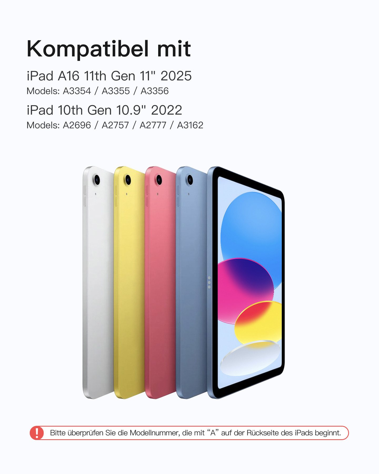 Inateck Hülle mit Tastatur für iPad 11 Gen A16, iPad 10 Gen, mit Stifthalter iPad-Tastatur (Vertikaler/Horizontaler Ständer,Großes Trackpad,Abnehmbar,Abnehmbare)