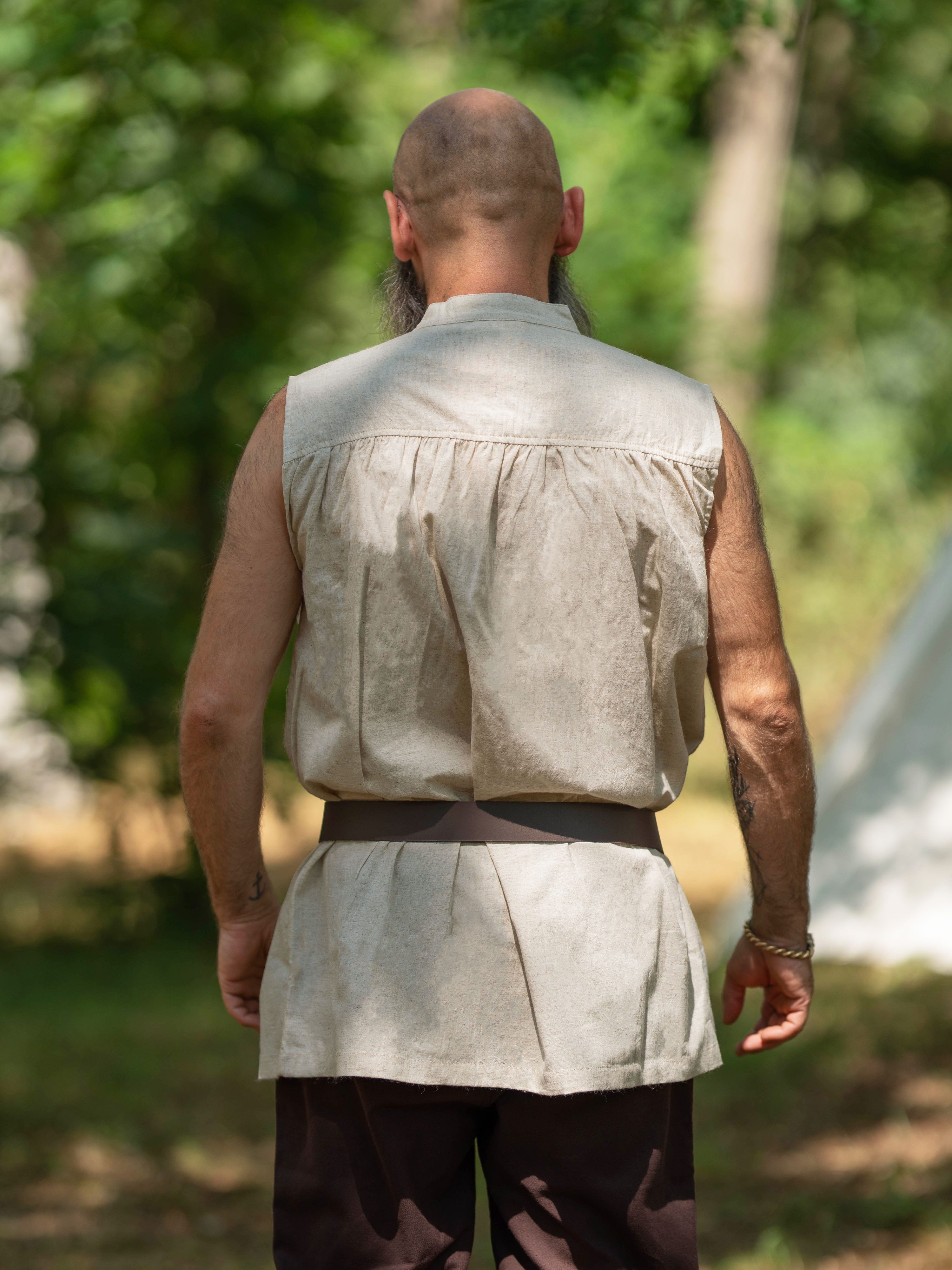 Vehi Mercatus Wikinger-Kostüm Klassisches Mittelalter Hemd ärmellos, Natur "Eike"
