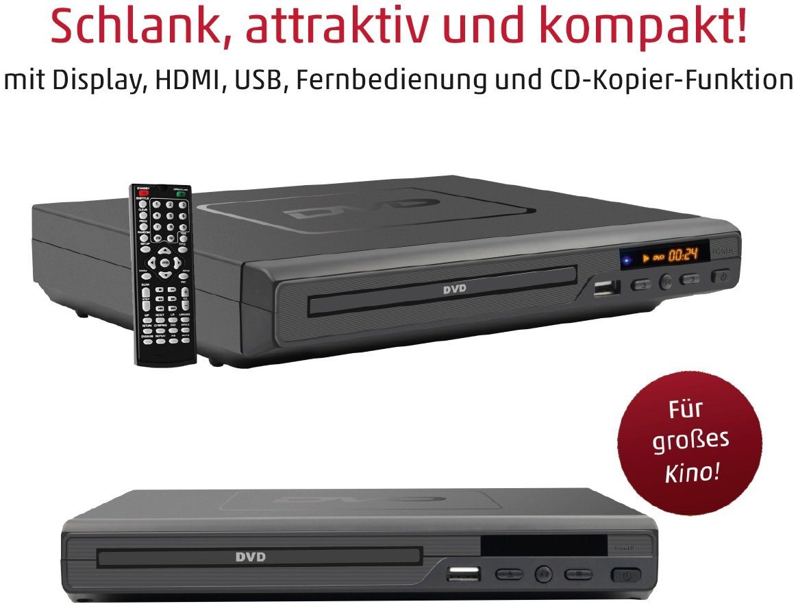 Reflexion DVD366 DVD-Player (mit Display, HDMI, USB, Fernbedienung und  CD-Kopier-Funktion auf USB)