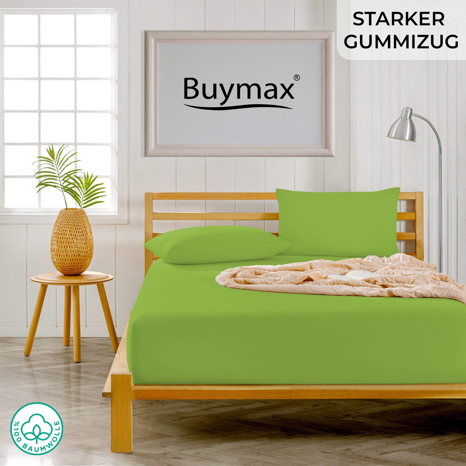 Buymax Spannbettlaken Buymax Jersey aus 100% Baumwolle, Jersey, Gummizug: Rundumgummi, (1 Stück), Pflegeleicht und Atmungsaktiv in Verschiedenen Farben und Größen