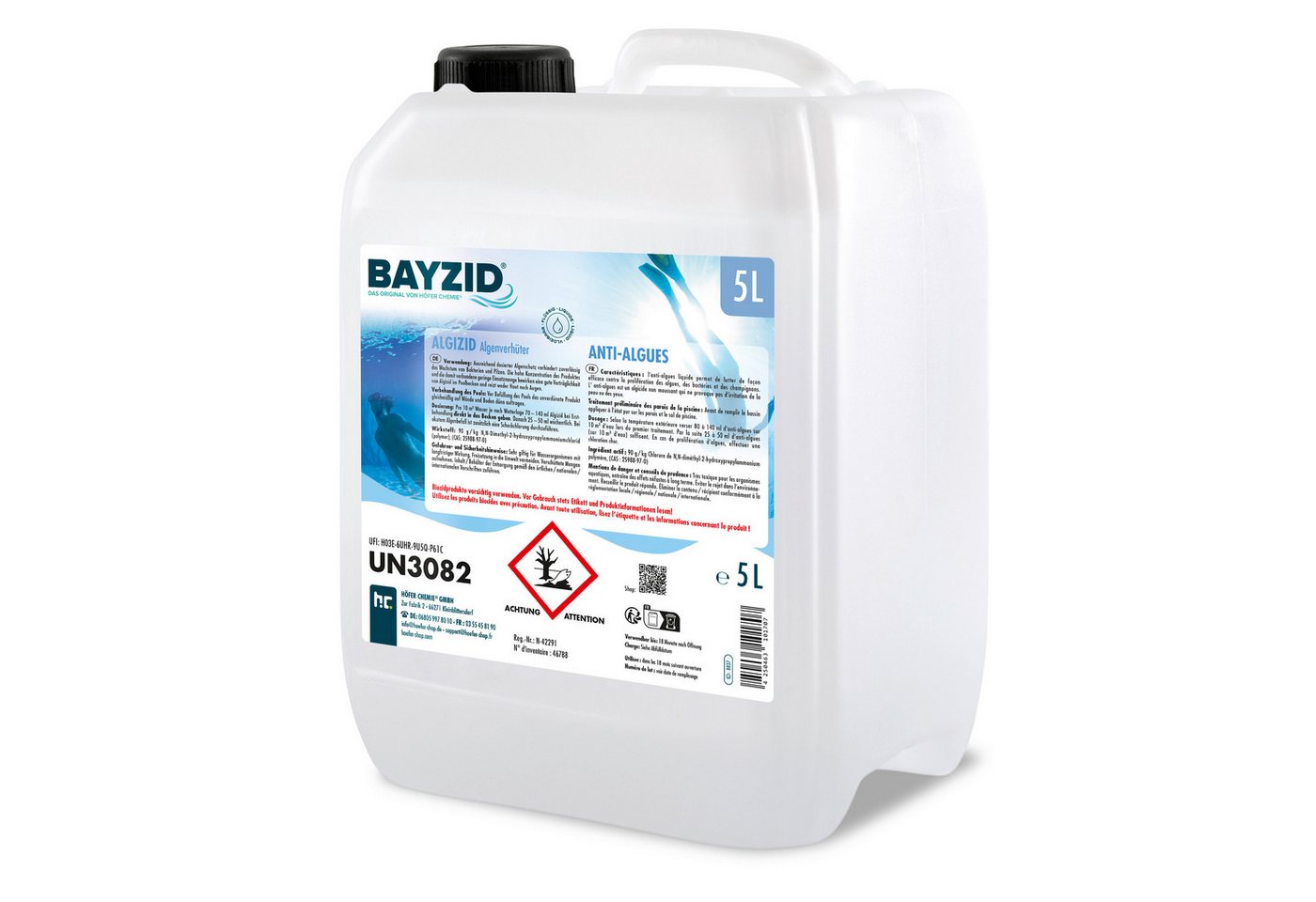 Höfer Chemie GmbH Poolpflege 5 L BAYZID® Algizid Algenverhütung für Pools, Vorbeugend gegen Algenbildung