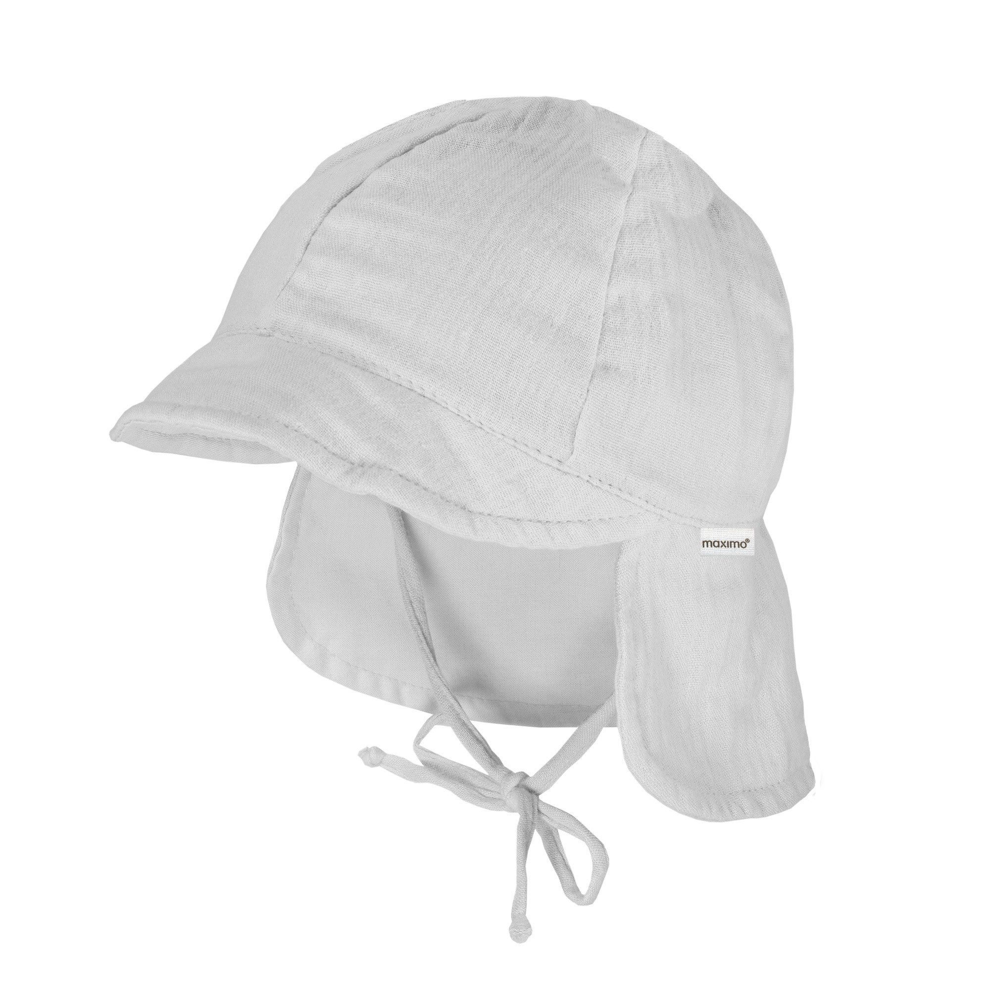 MAXIMO Schirmmütze GOTS BABY-Schildmütze, Band Musselinstoff, Nackenschutz, Futter, UV (1-St) Musselin