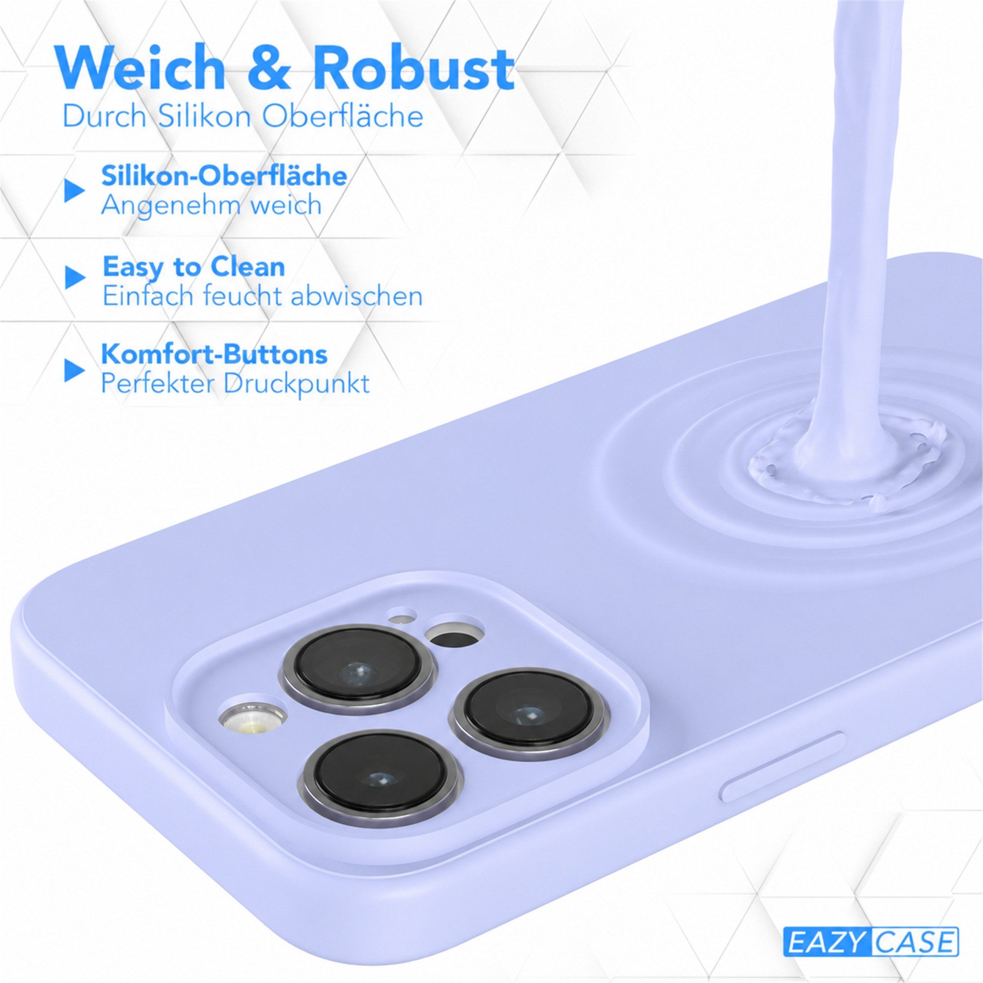 EAZY CASE Handyhülle für Apple iPhone 14 Pro Hülle Silikon 6,1 Zoll, Silikonhülle stoßfest Smart Slimcover Case Dünn Blau Lila – Bild 5 von 5