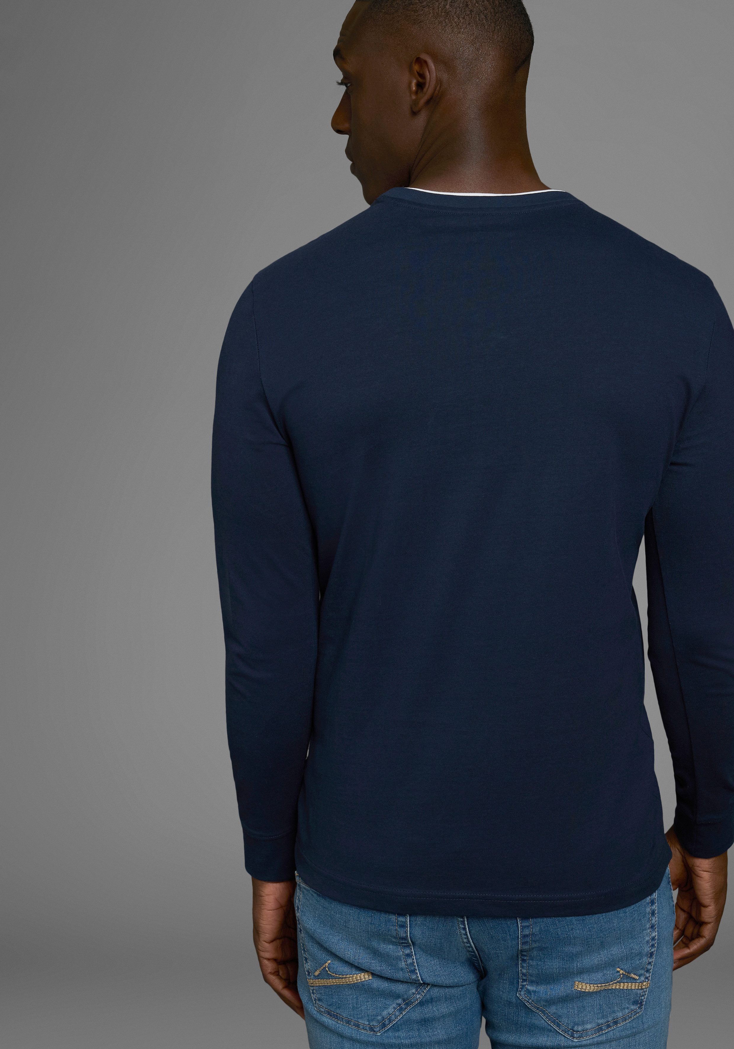 DELMAO Langarmshirt mit modernem Print - NEUE KOLLEKTION