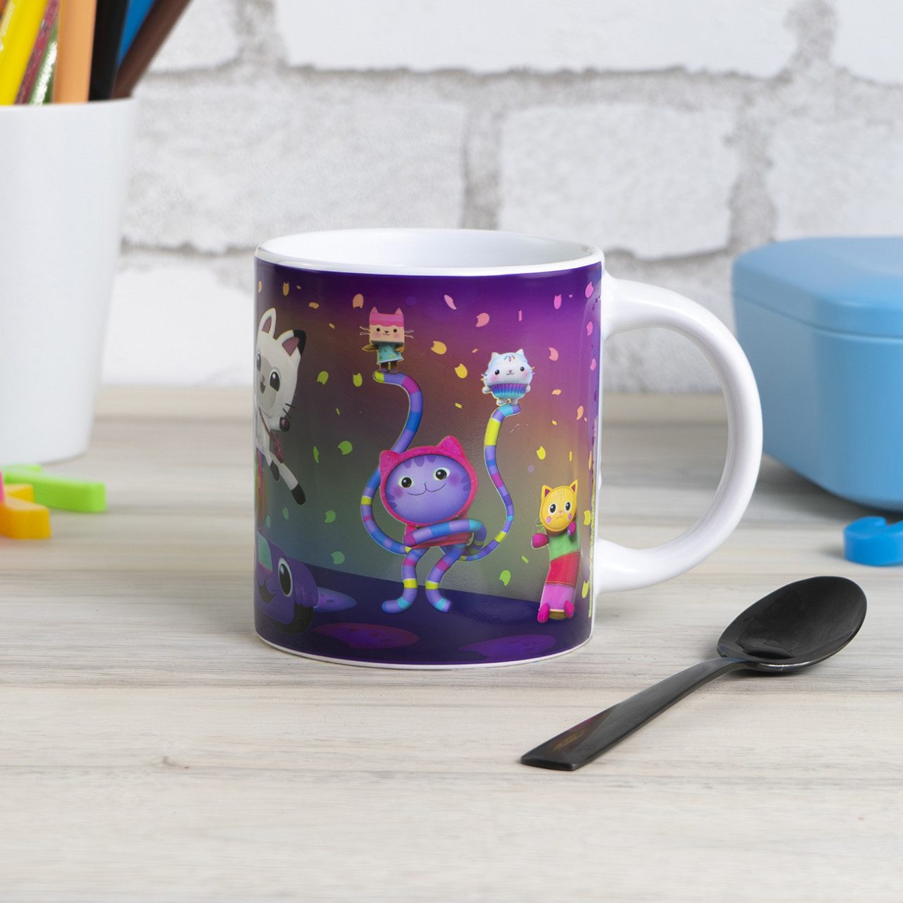 Geda Labels GmbH Tasse Farbwechsel Gabbys Dollhouse Party, 1-tlg., Keramik, Lila, 250ml, mit Thermoeffekt