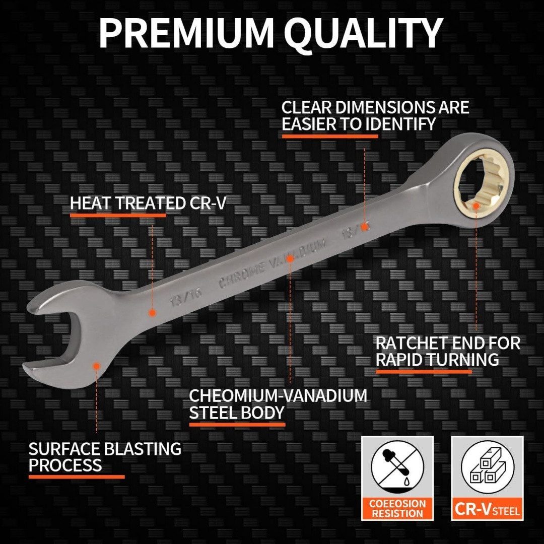 Kityhome 12-piece ratcheting wrench set with tool holder (set, 12s ratcheting wrench set (8-19mm), stainless steel