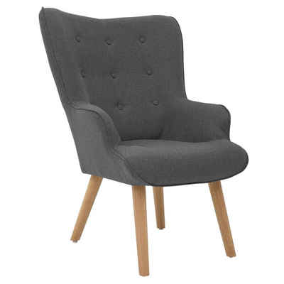 CARO-Möbel Sessel AMSTERDAM, Relaxsessel Polstersessel Fernseh Sessel Retro Skandi Design in grau